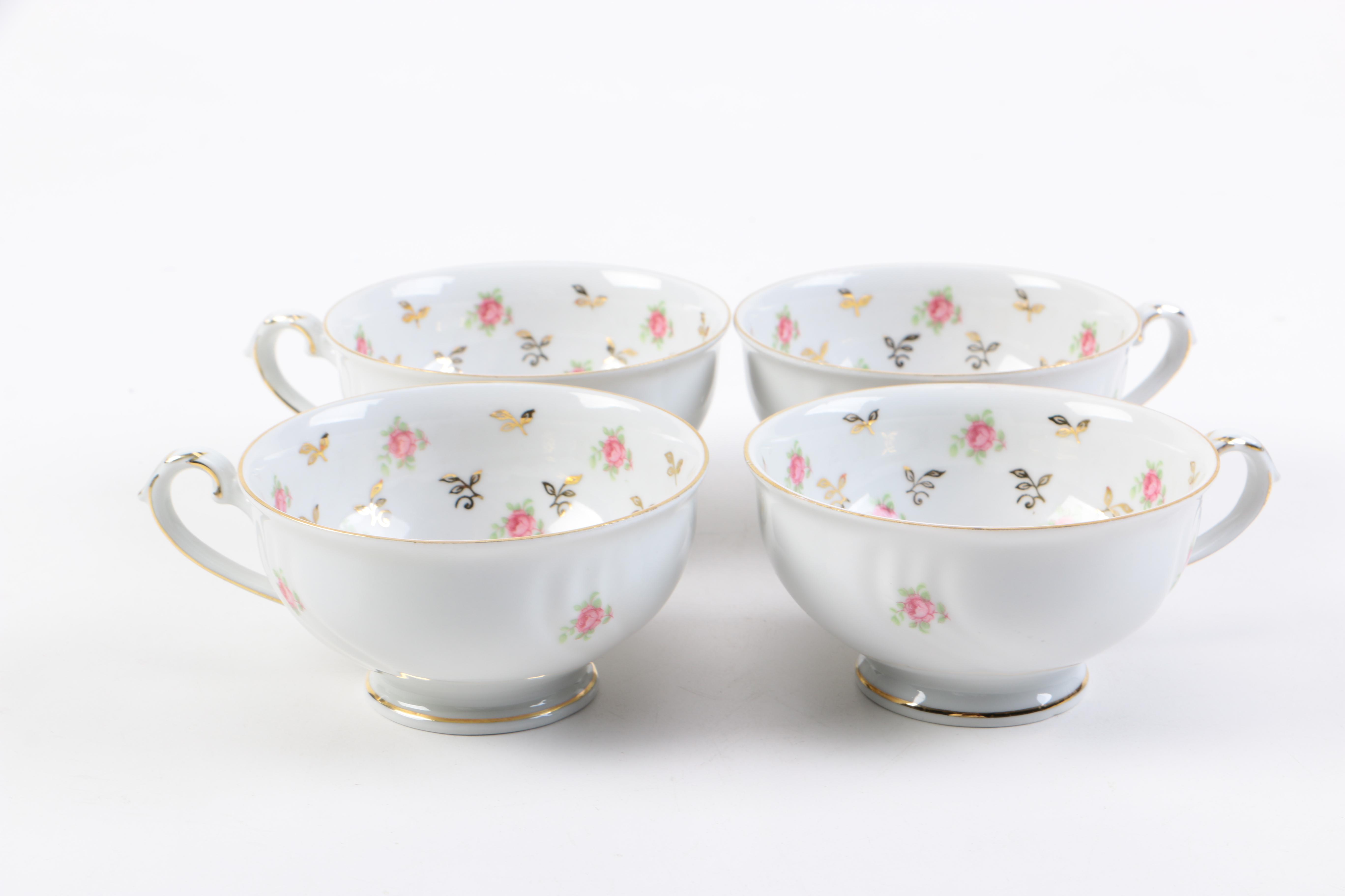 Winterling Footed Tea Cups and Serving Tray