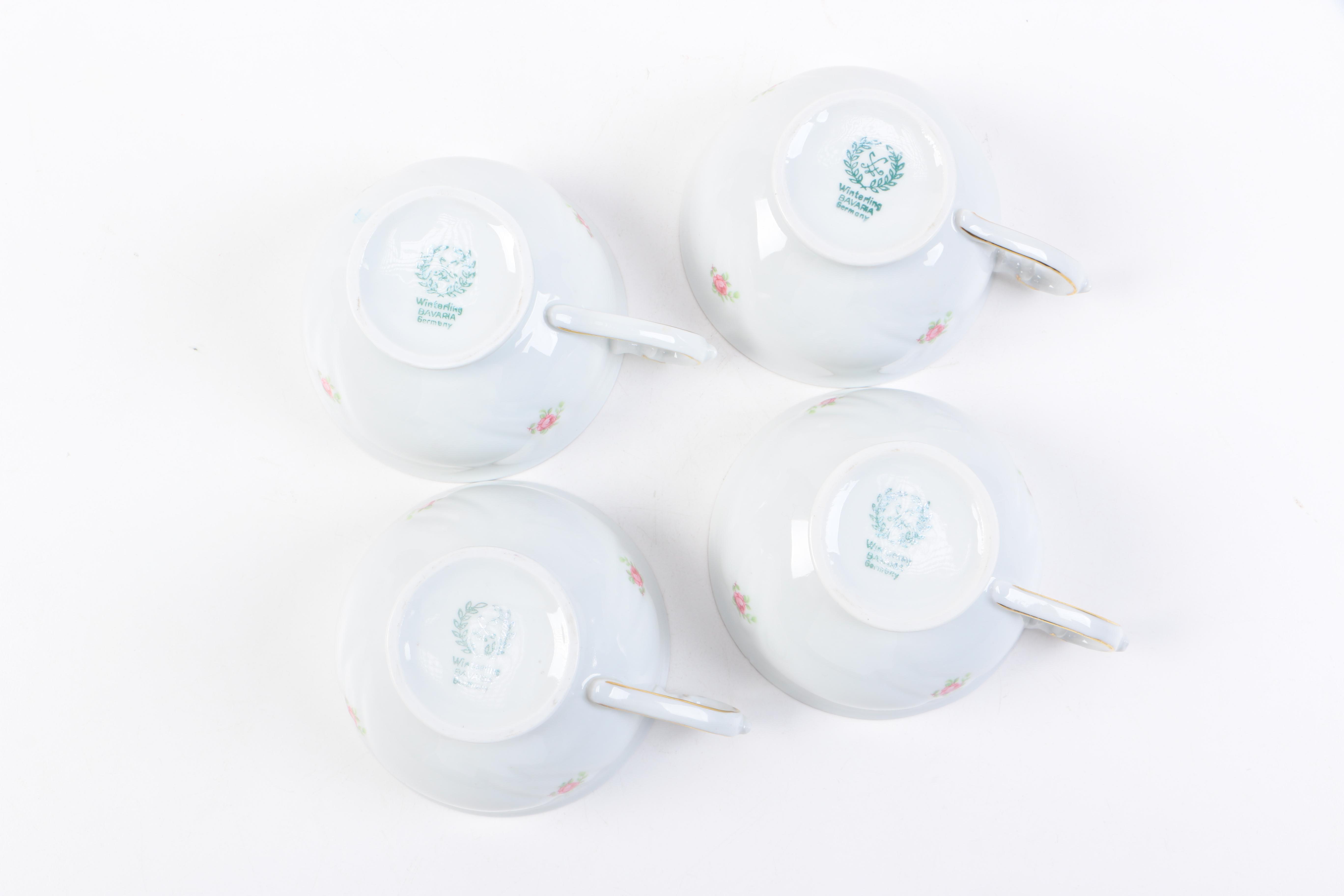 Winterling Footed Tea Cups and Serving Tray