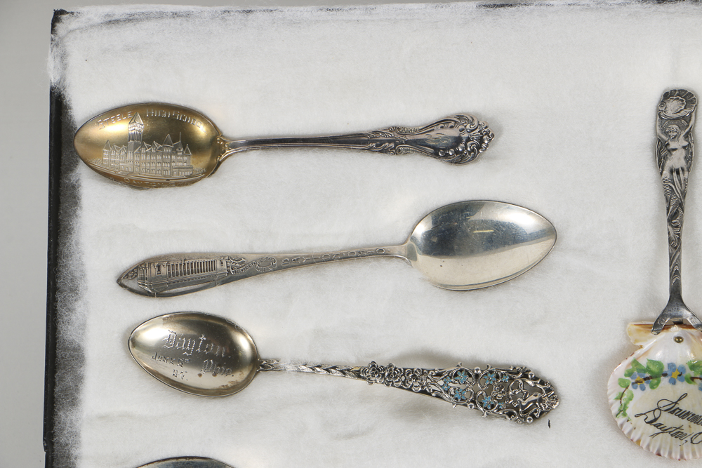 Collection of Sixteen Sterling Silver Dayton, OH Souvenir Spoons