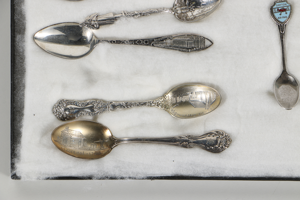 Collection of Sixteen Sterling Silver Dayton, OH Souvenir Spoons