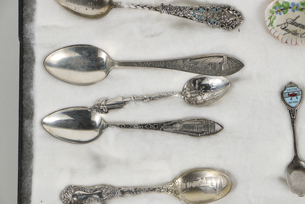 Collection of Sixteen Sterling Silver Dayton, OH Souvenir Spoons