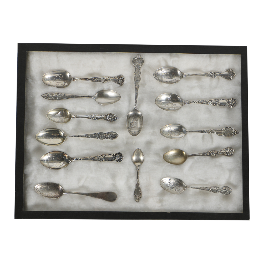 Collection of Thirteen Sterling Silver Ohio Souvenir Spoons