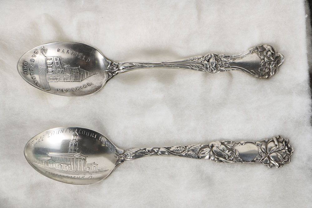 Collection of Thirteen Sterling Silver Ohio Souvenir Spoons