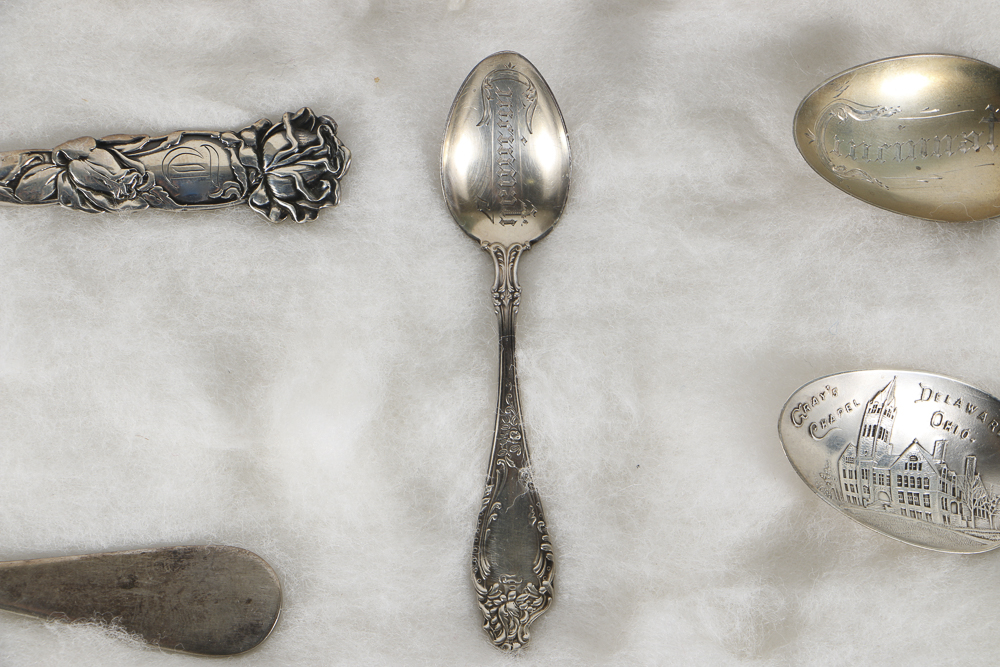 Collection of Thirteen Sterling Silver Ohio Souvenir Spoons