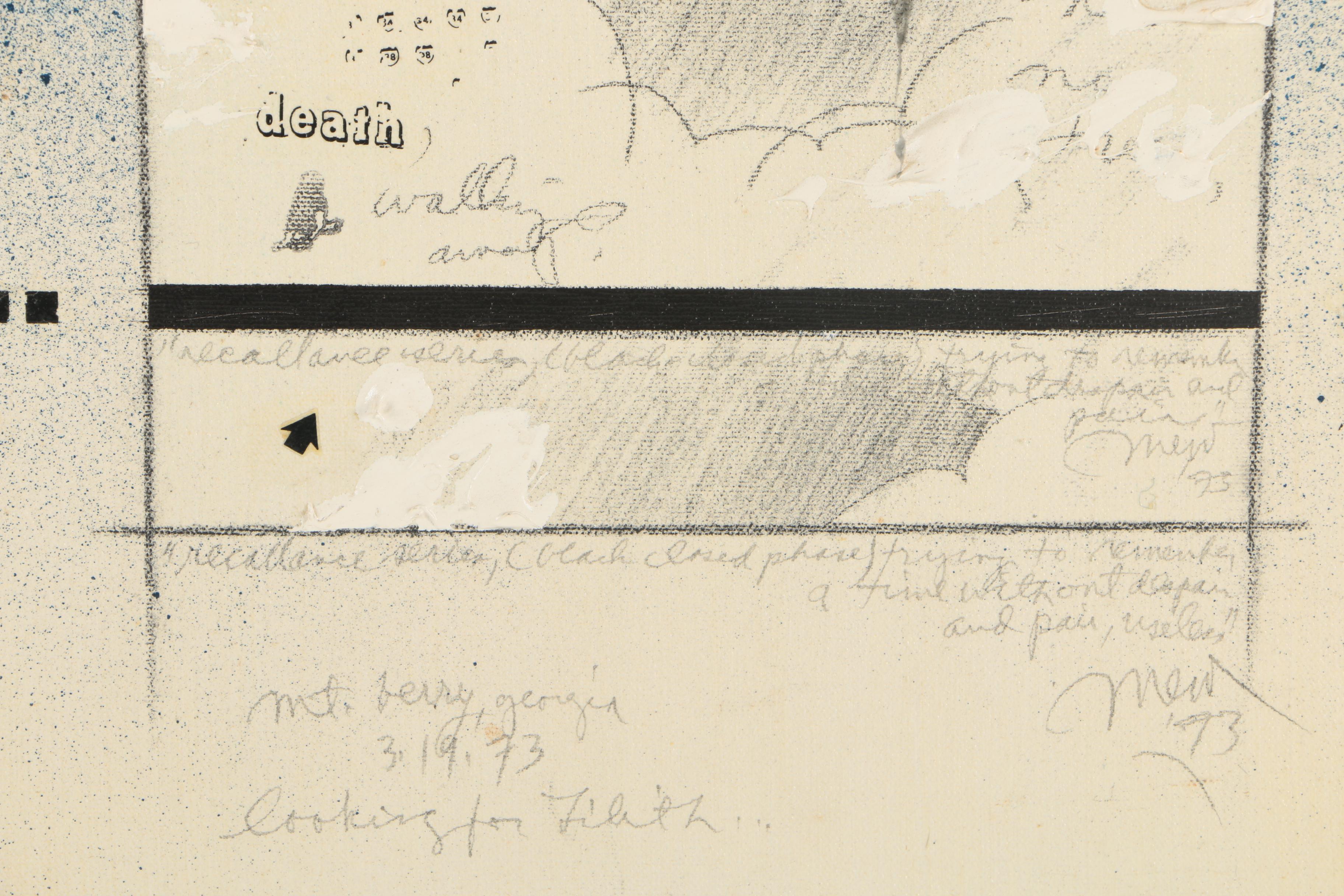 1973 Tommy Mew Mixed Media Artwork "Recallance Series"