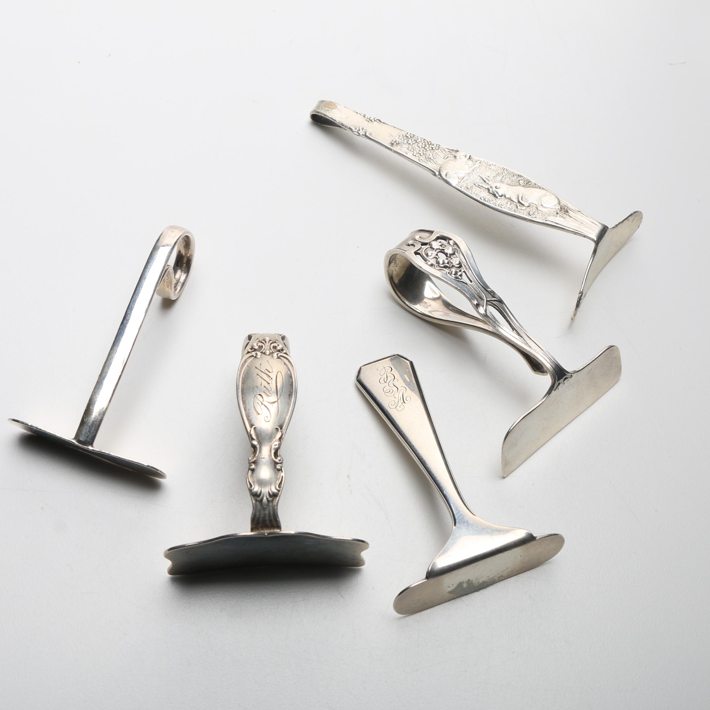 Sterling Silver Baby Spoons, Pushers and a Teething Ring