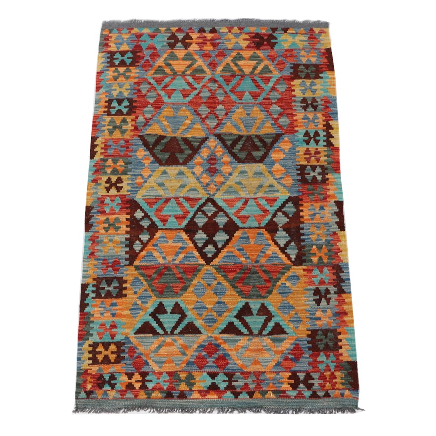 Hand Woven Turkish Kilim Wool Area Rug