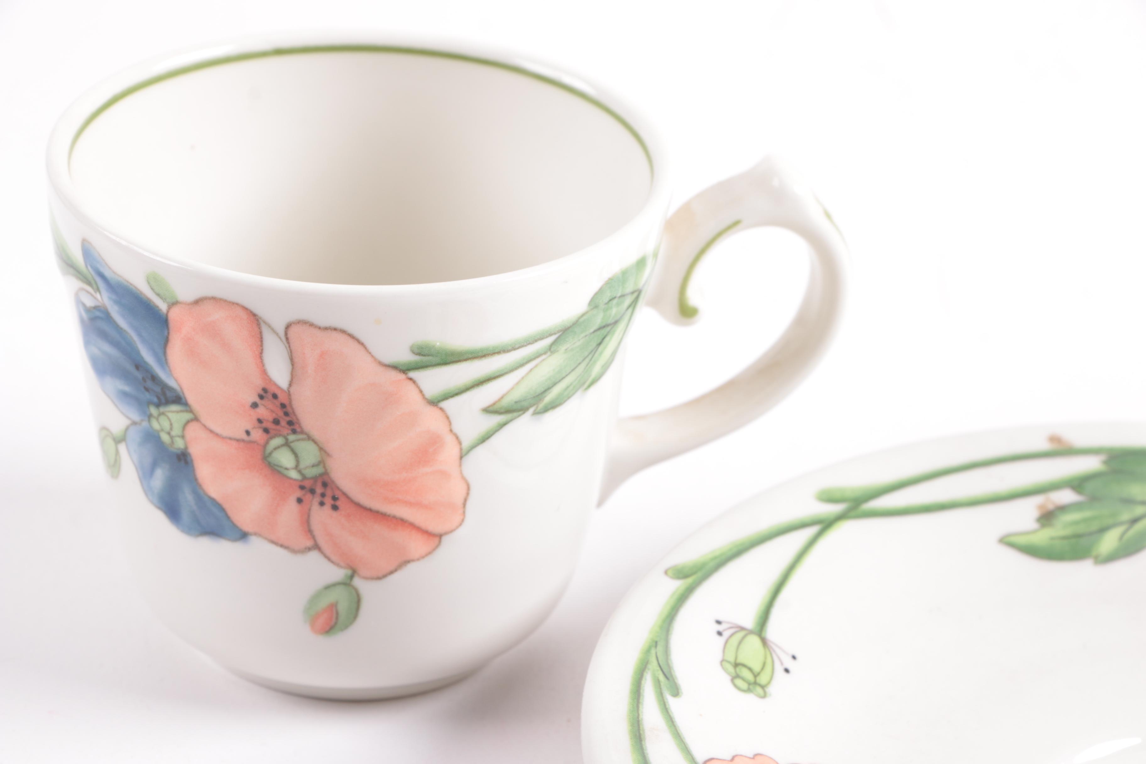 Tea Pots and Tea Cups with Tray Featuring Villeroy & Boch