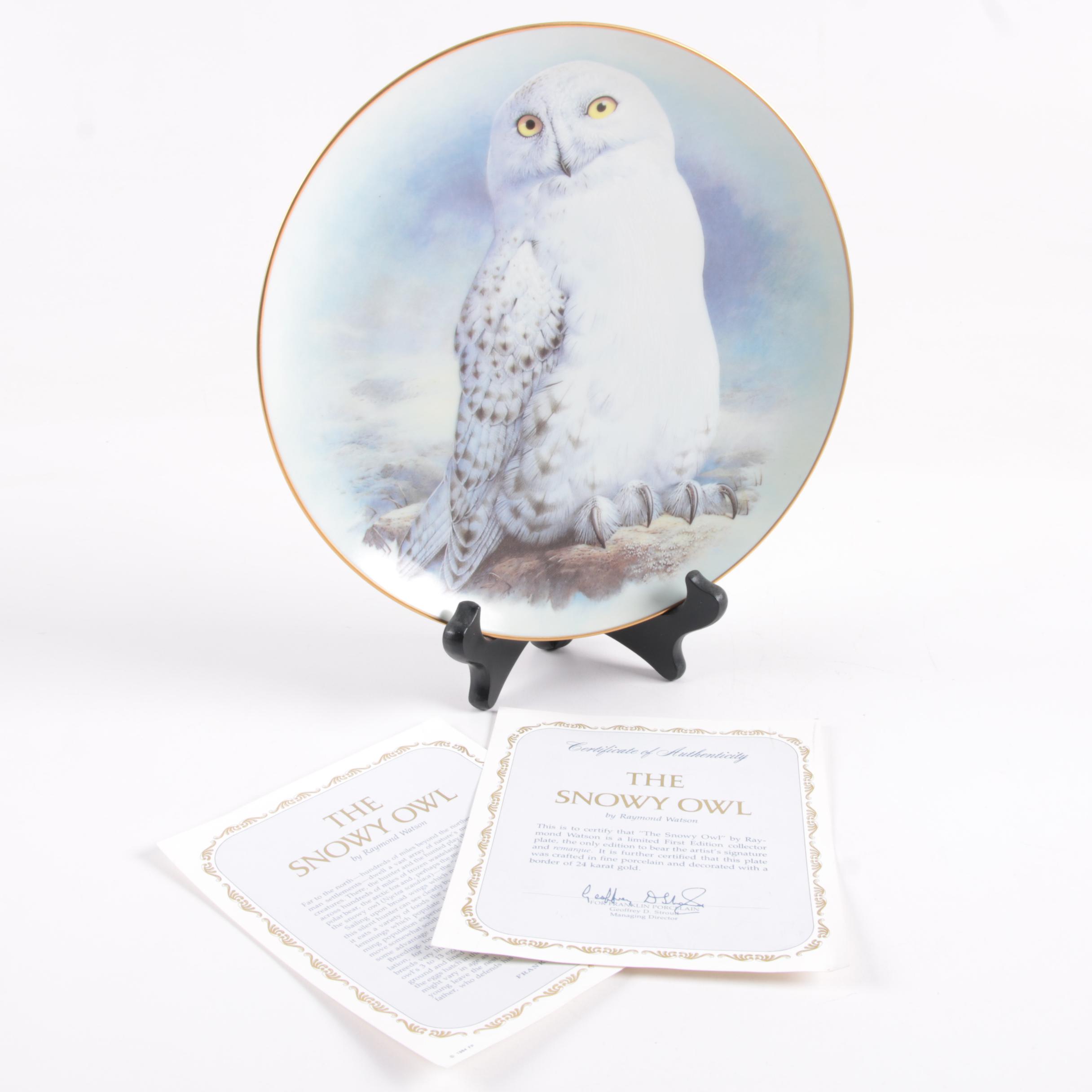 Franklin Mint Limited First Edition "The Snowy Owl" Plate