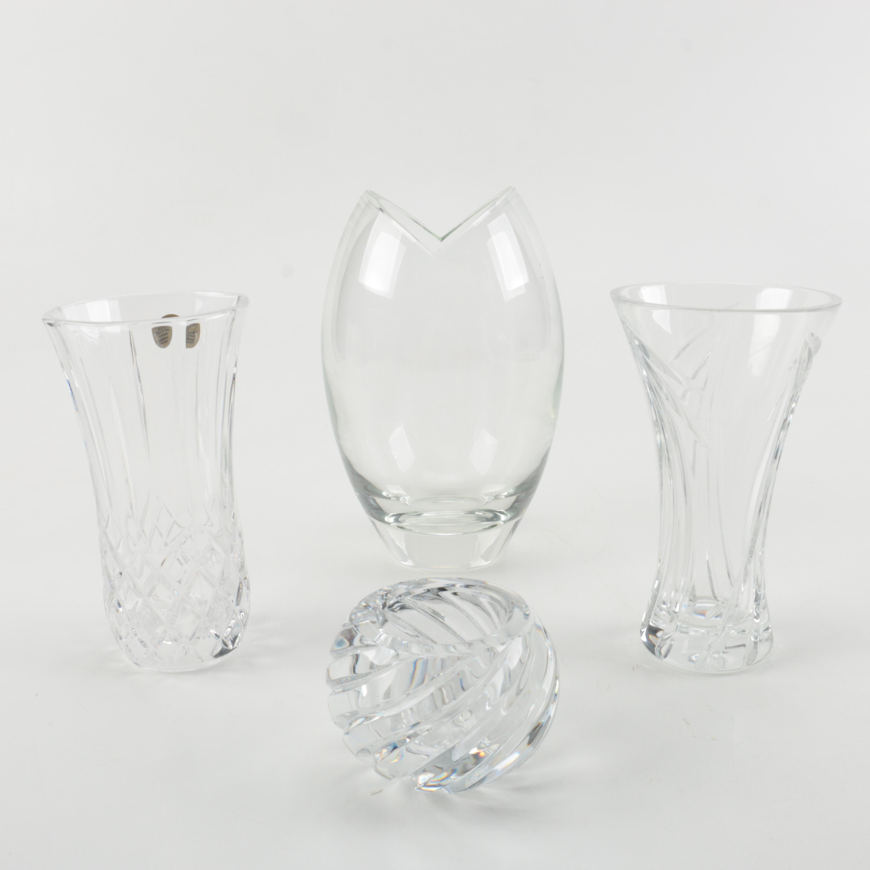 Assorted Crystal Vases and Votive Candle Holder