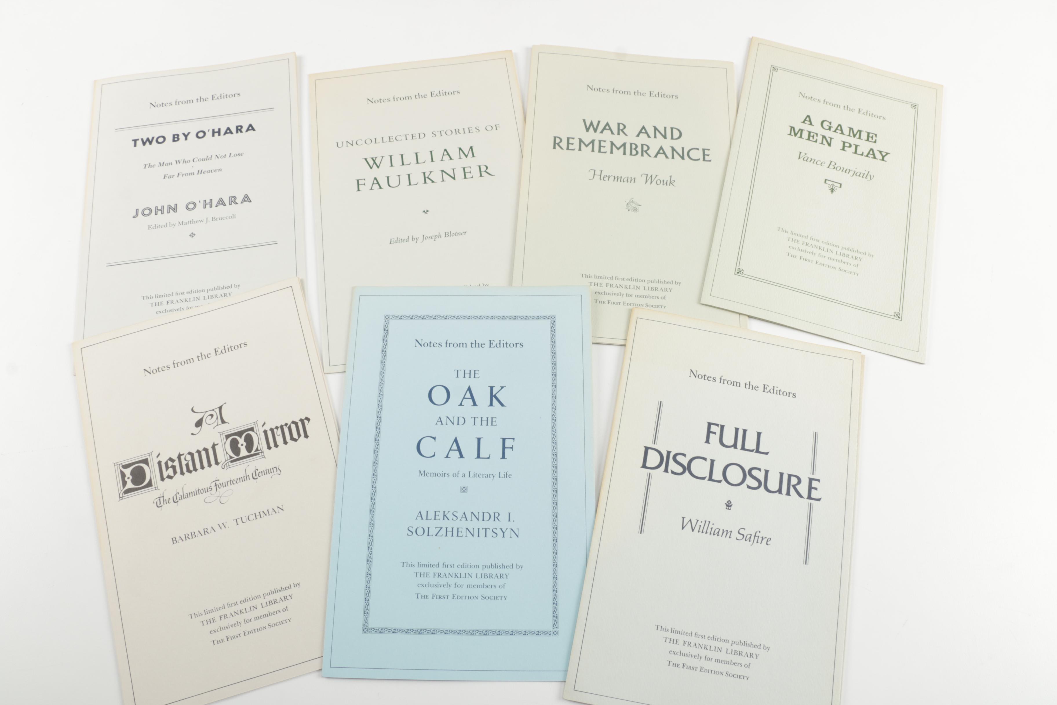 Franklin Library Limited First Editions featuring Faulkner and Solzhenitsyn