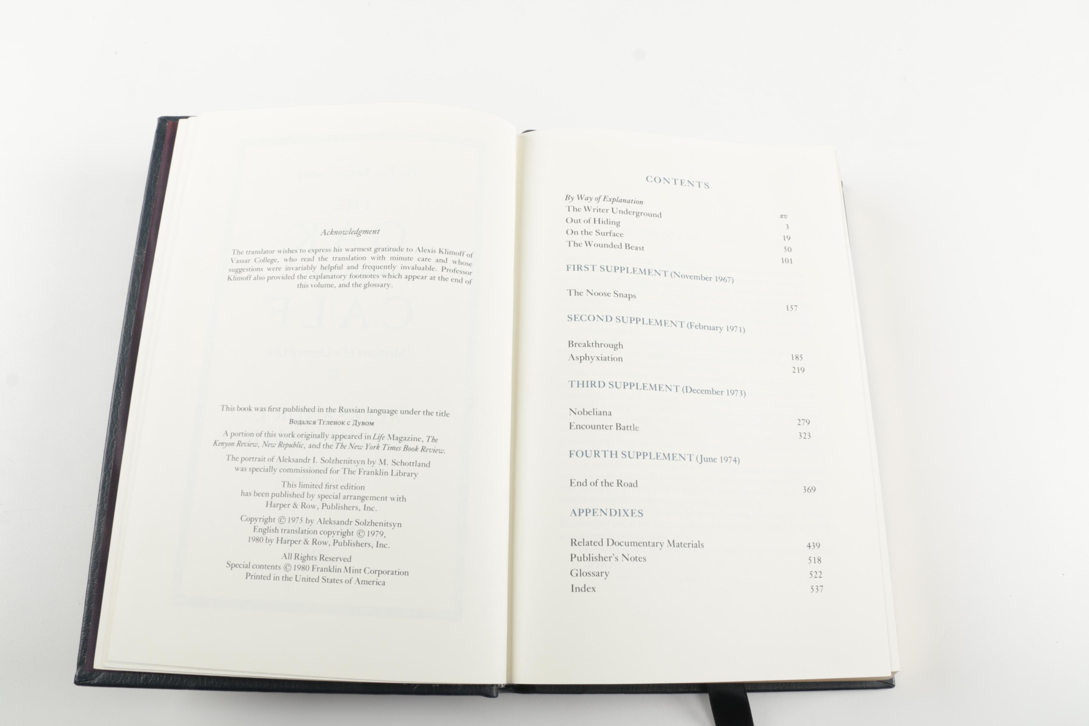 Franklin Library Limited First Editions featuring Faulkner and Solzhenitsyn