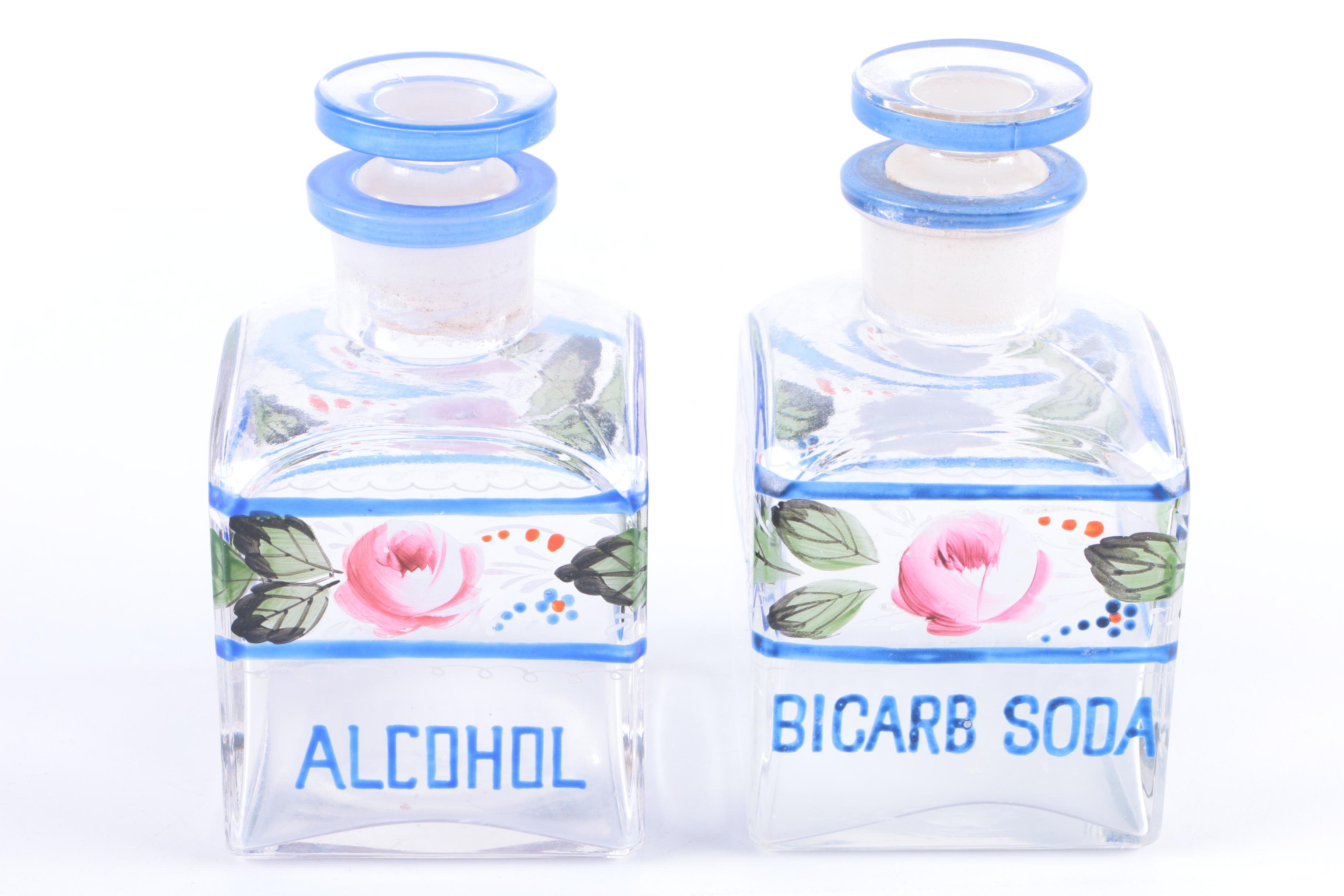 Vintage Hand-Painted Glass Apothecary Bottles