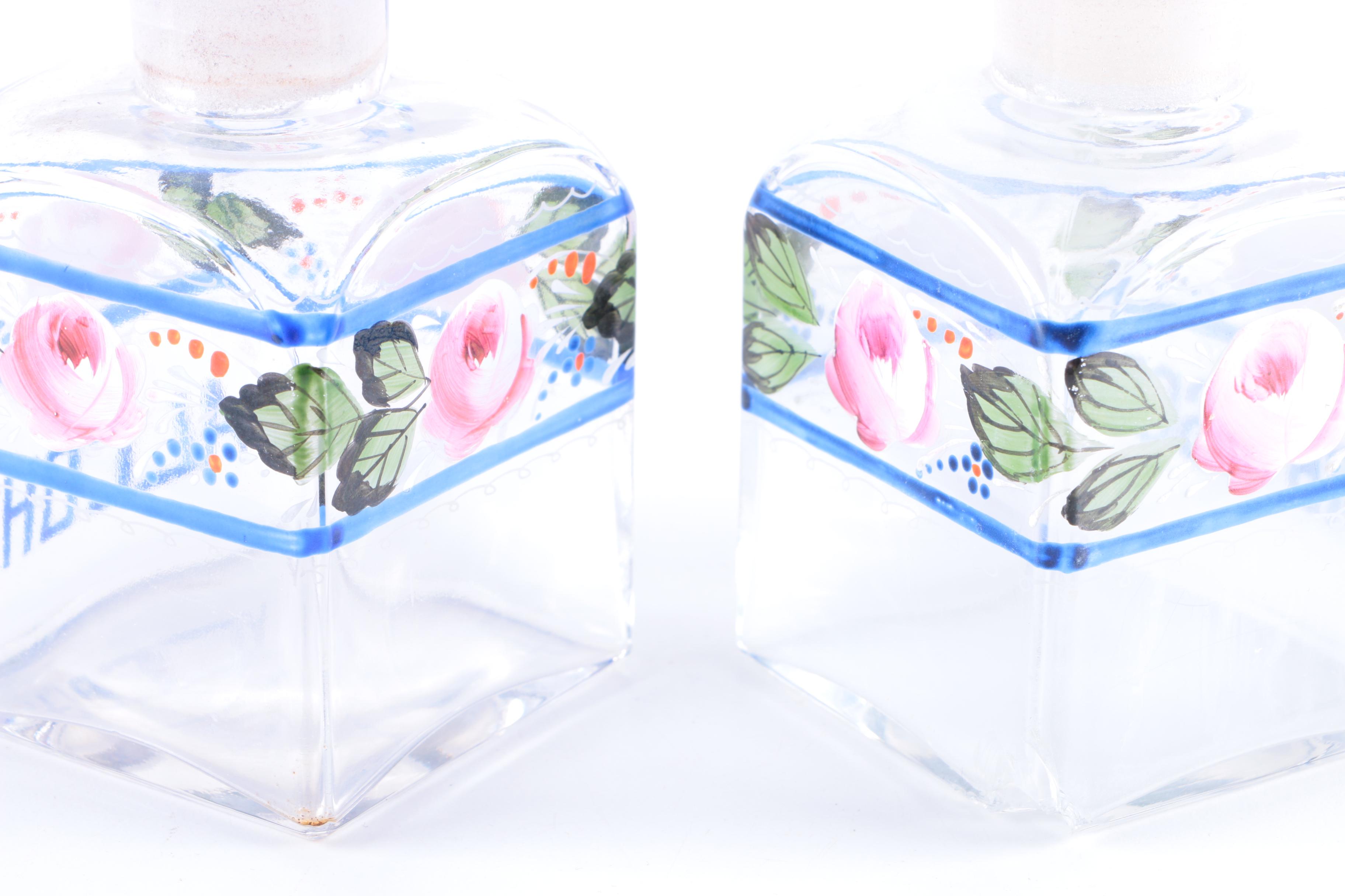 Vintage Hand-Painted Glass Apothecary Bottles