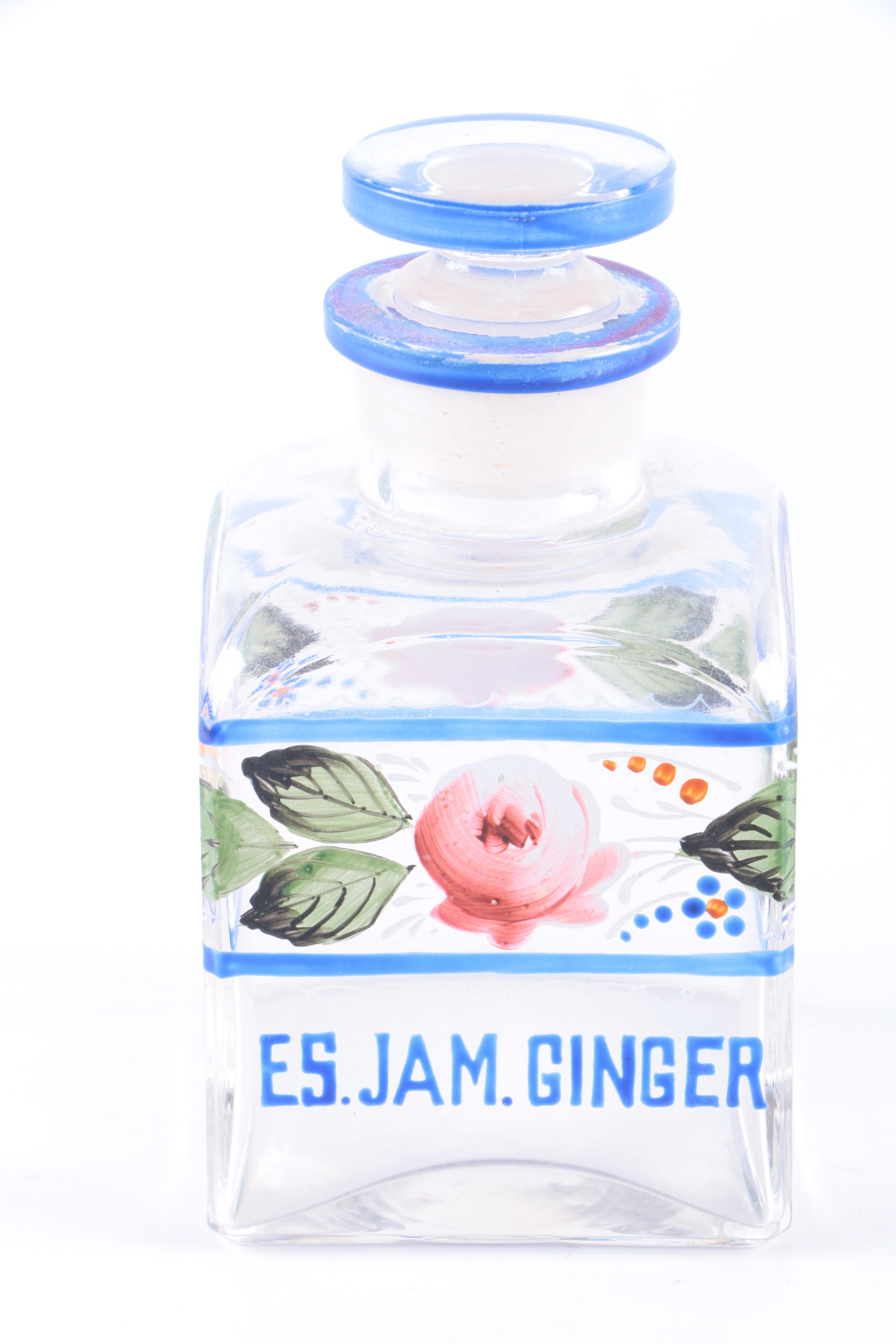 Vintage Hand-Painted Glass Apothecary Bottles