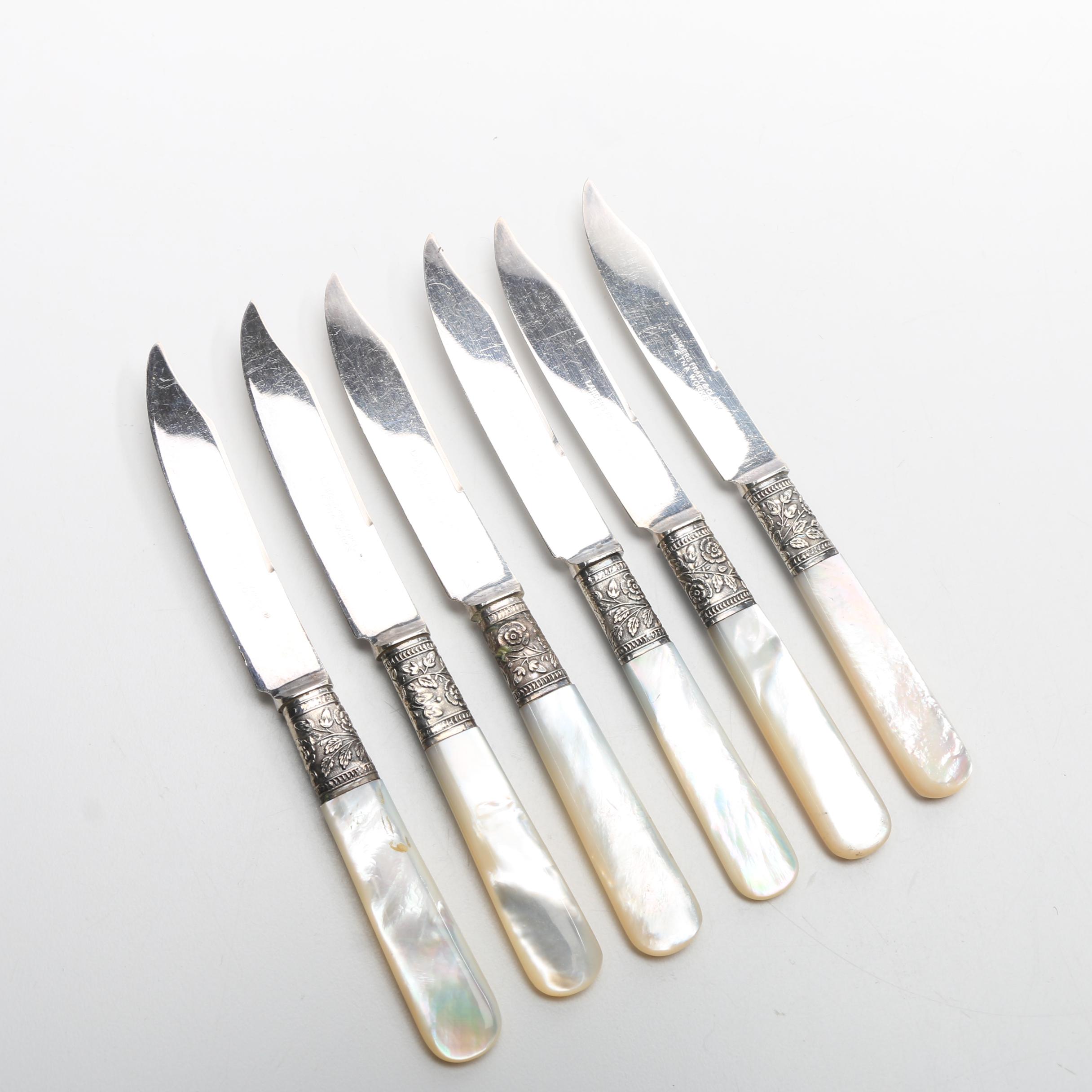 Vintage Mother of Pearl Handled Luncheon Knives and Fruit Knives