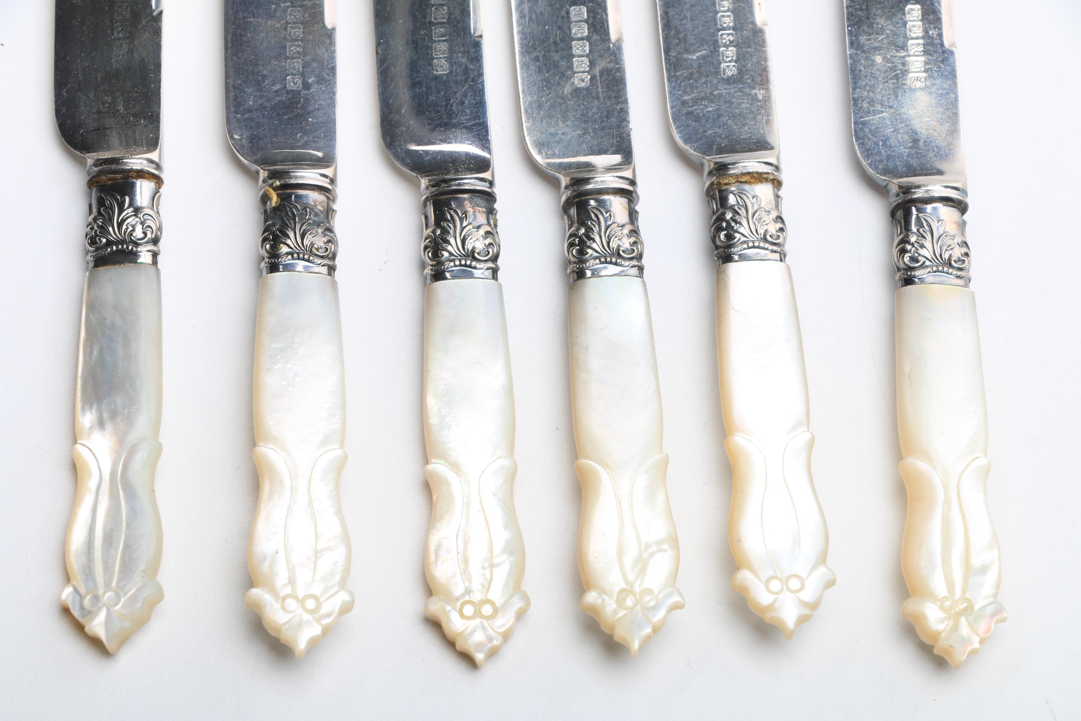Vintage Mother of Pearl Handled Luncheon Knives and Fruit Knives