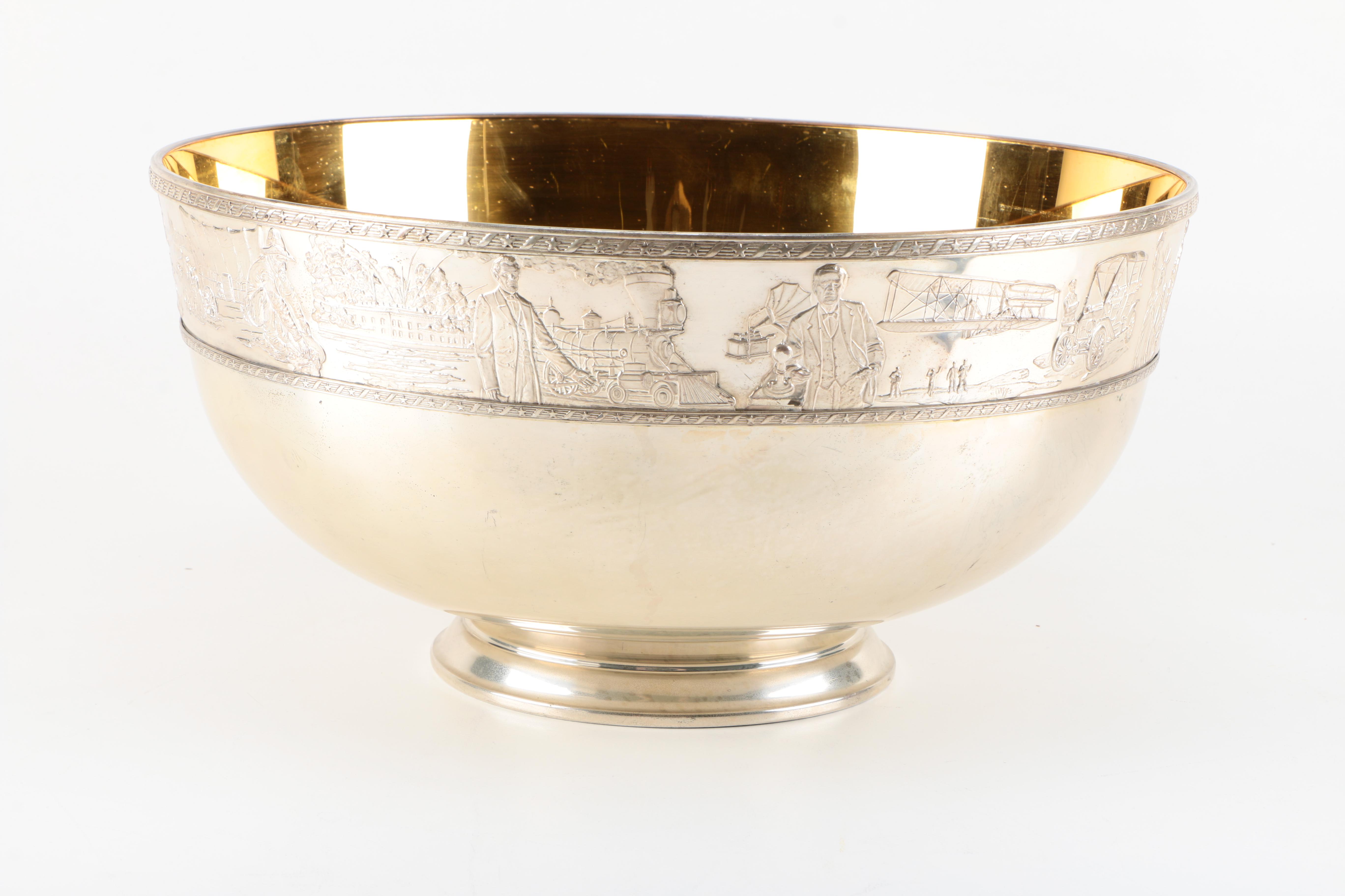 The Franklin Mint Sterling Silver "Bicentennial Bowl" with 24K Gold Lining