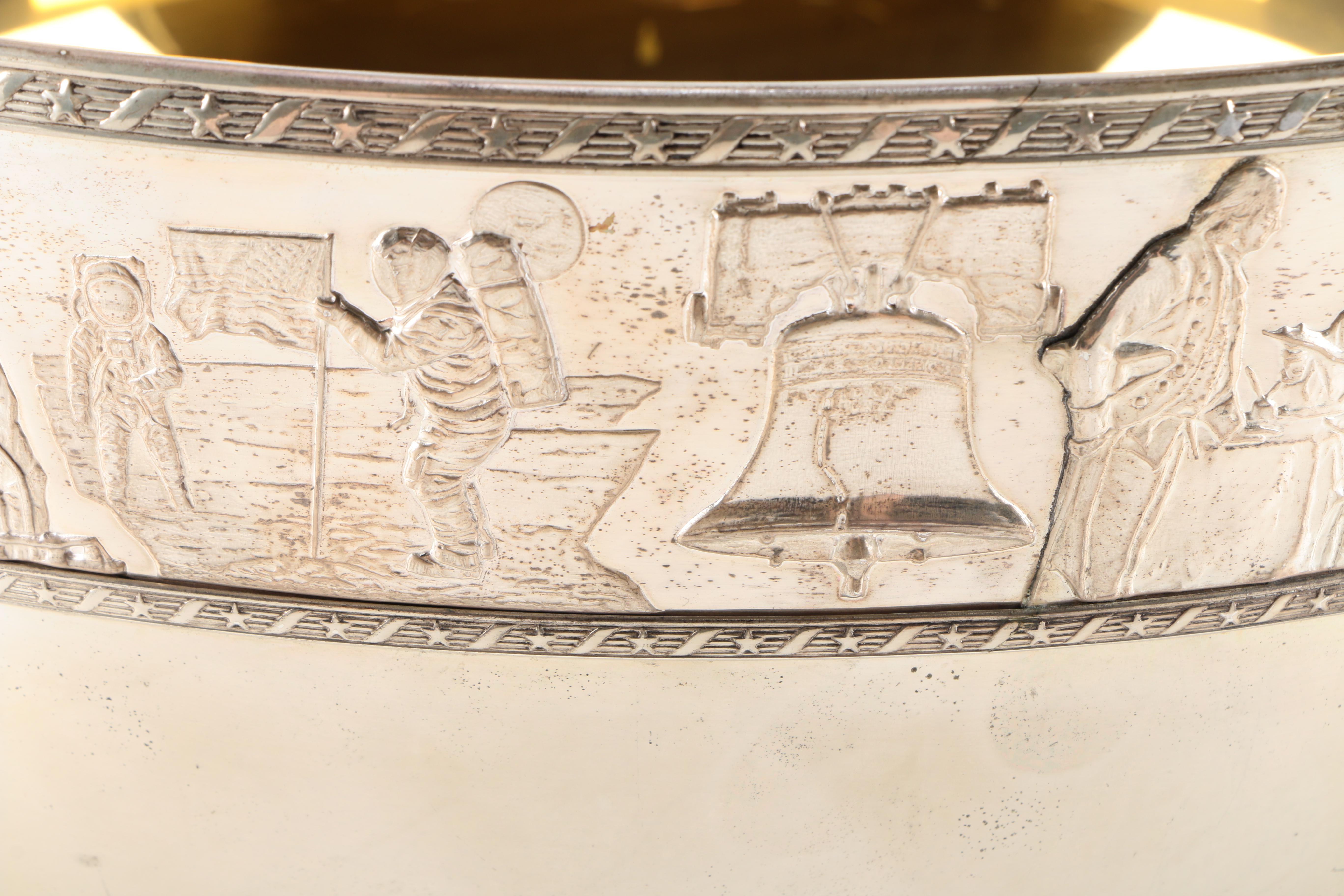 The Franklin Mint Sterling Silver "Bicentennial Bowl" with 24K Gold Lining