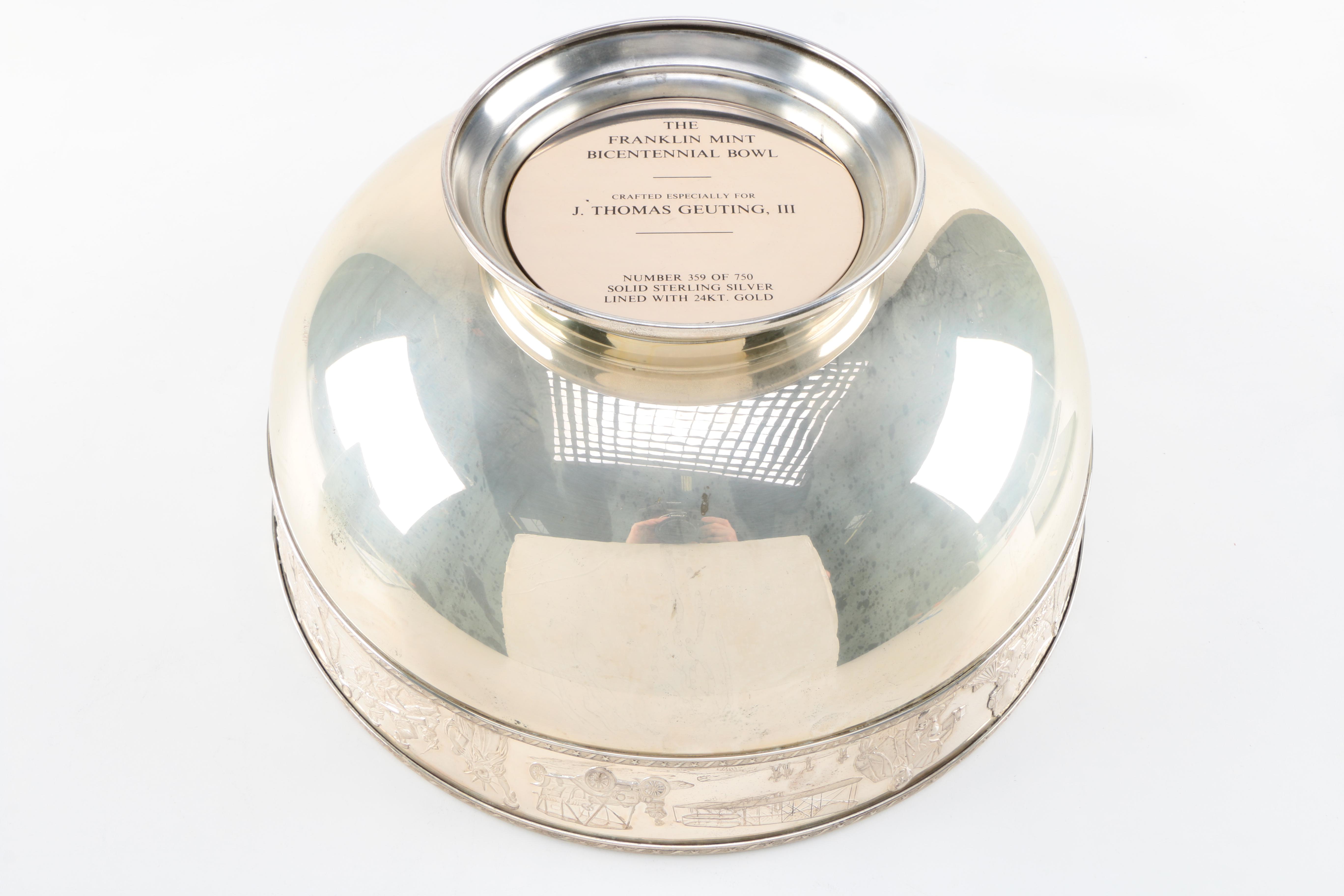 The Franklin Mint Sterling Silver "Bicentennial Bowl" with 24K Gold Lining