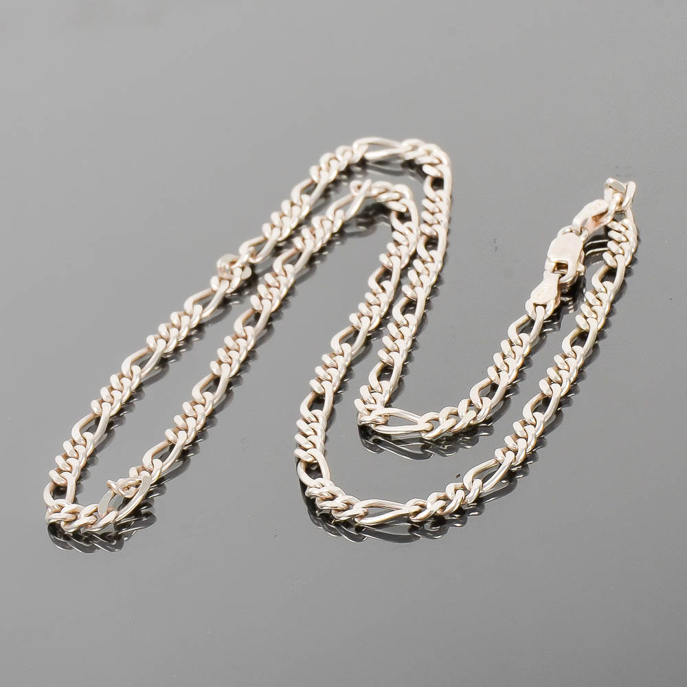 Italian Sterling Silver Figaro Chain Necklace