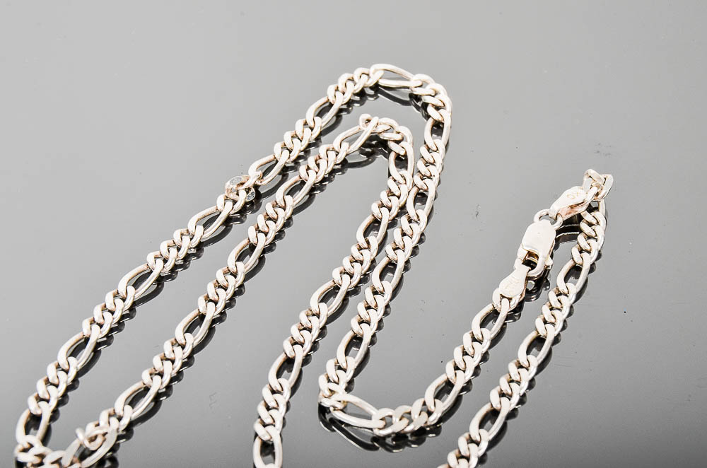 Italian Sterling Silver Figaro Chain Necklace