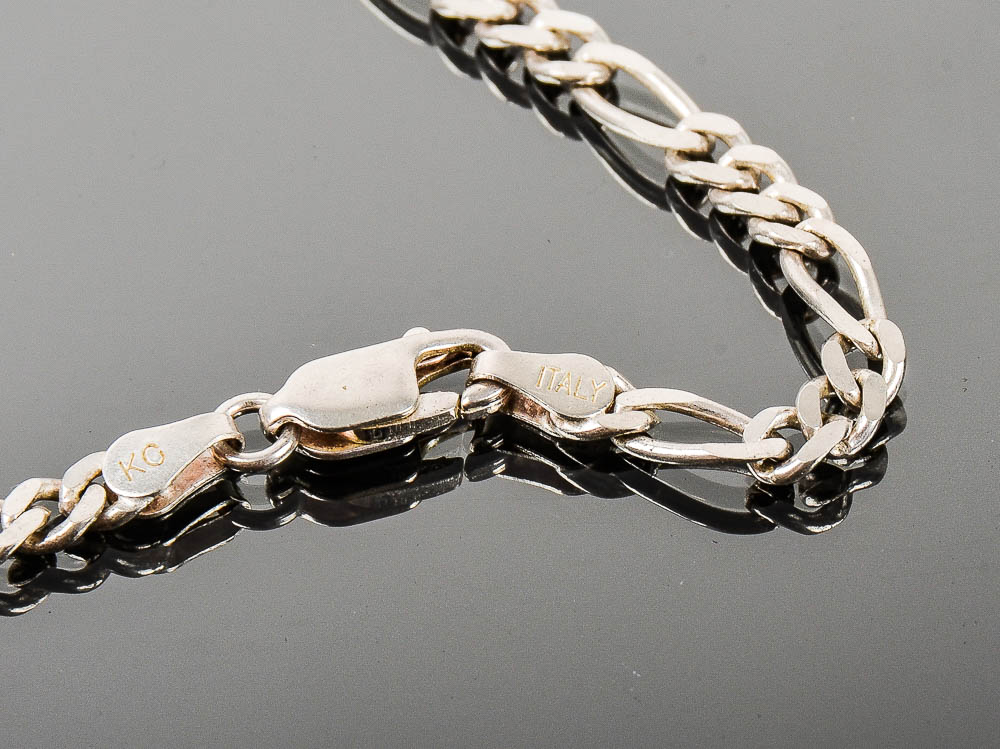 Italian Sterling Silver Figaro Chain Necklace