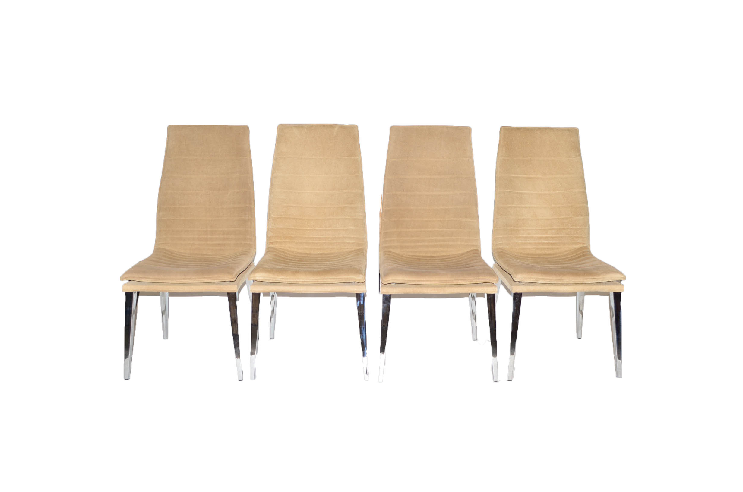 Four Modern Style Suede Chairs by Smania
