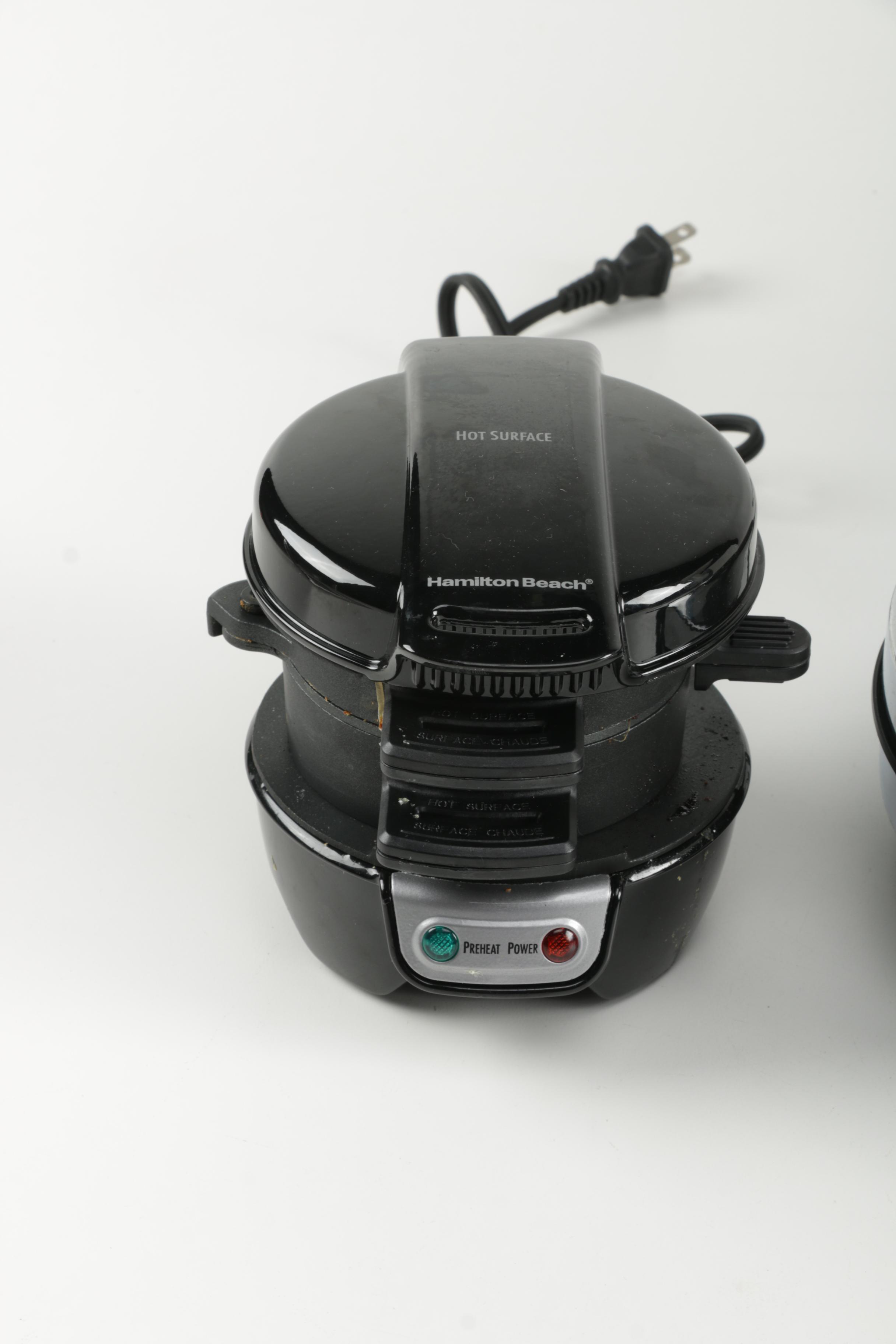 Waffle Iron, Breakfast Sandwich Maker, and Meat Grinder