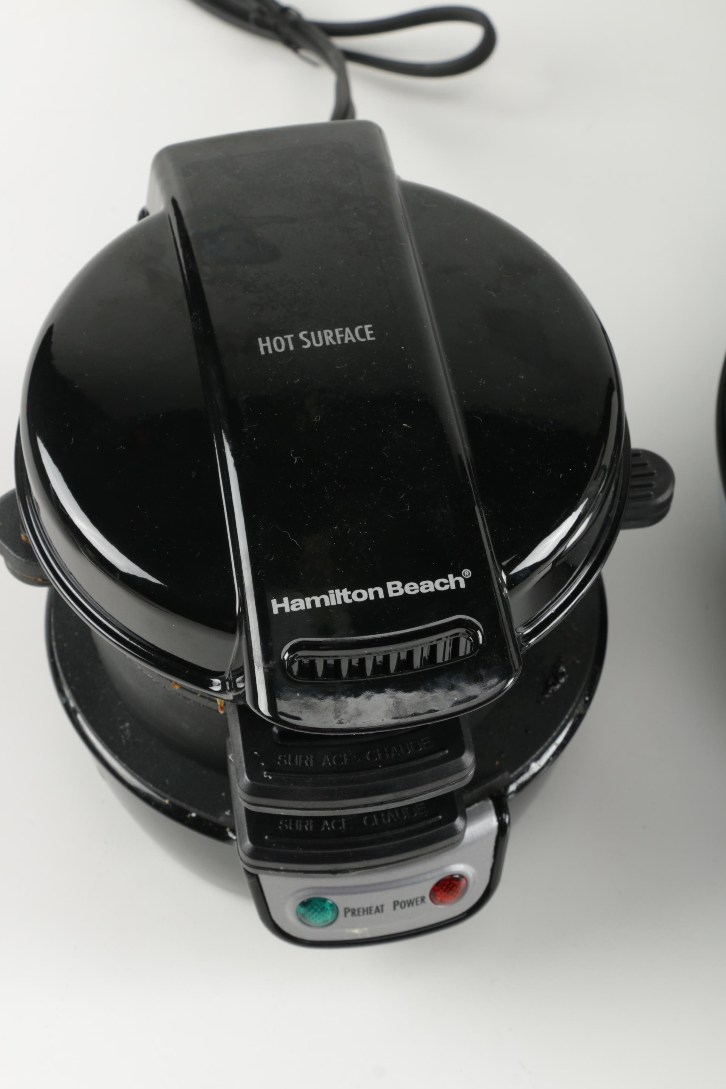 Waffle Iron, Breakfast Sandwich Maker, and Meat Grinder