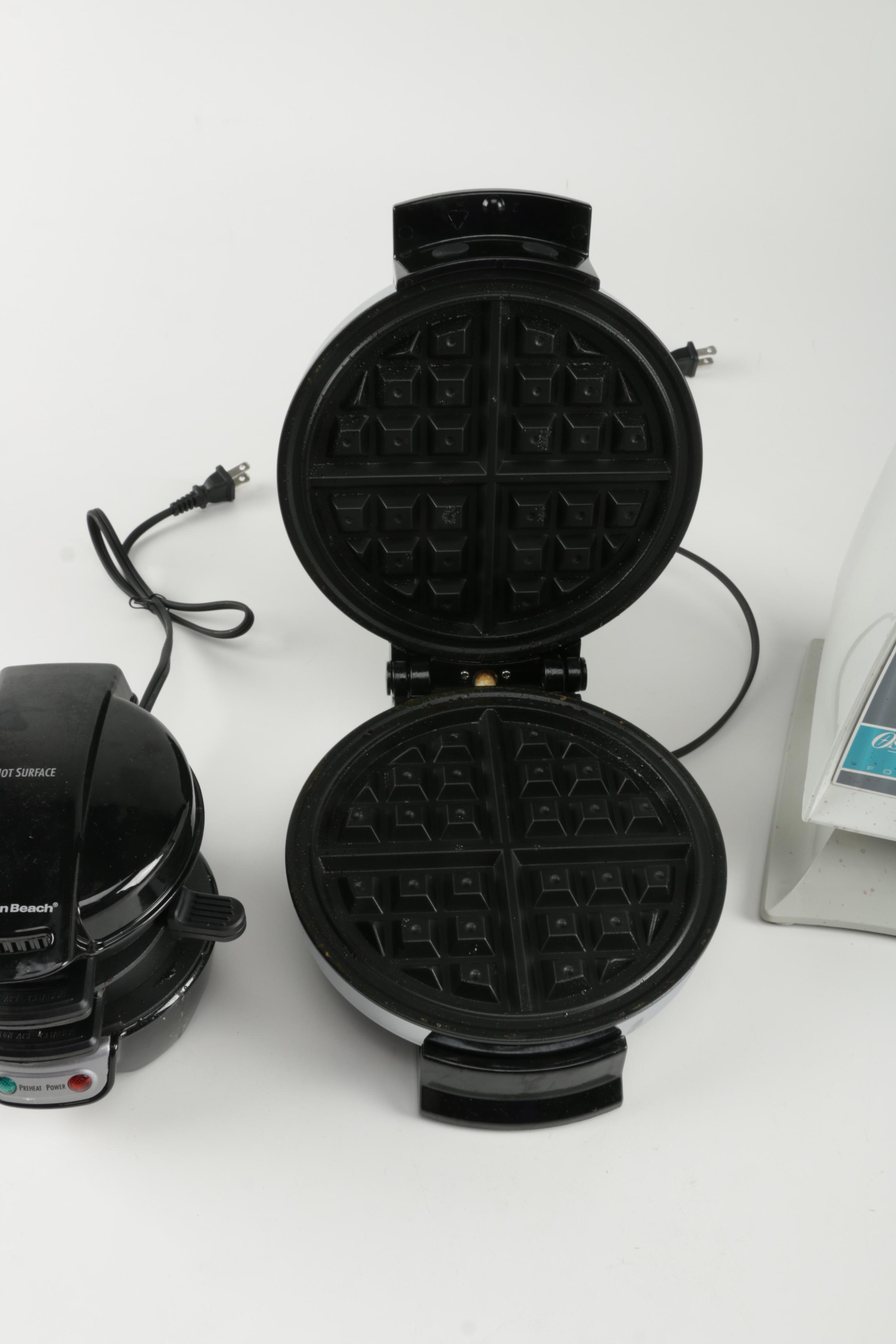 Waffle Iron, Breakfast Sandwich Maker, and Meat Grinder