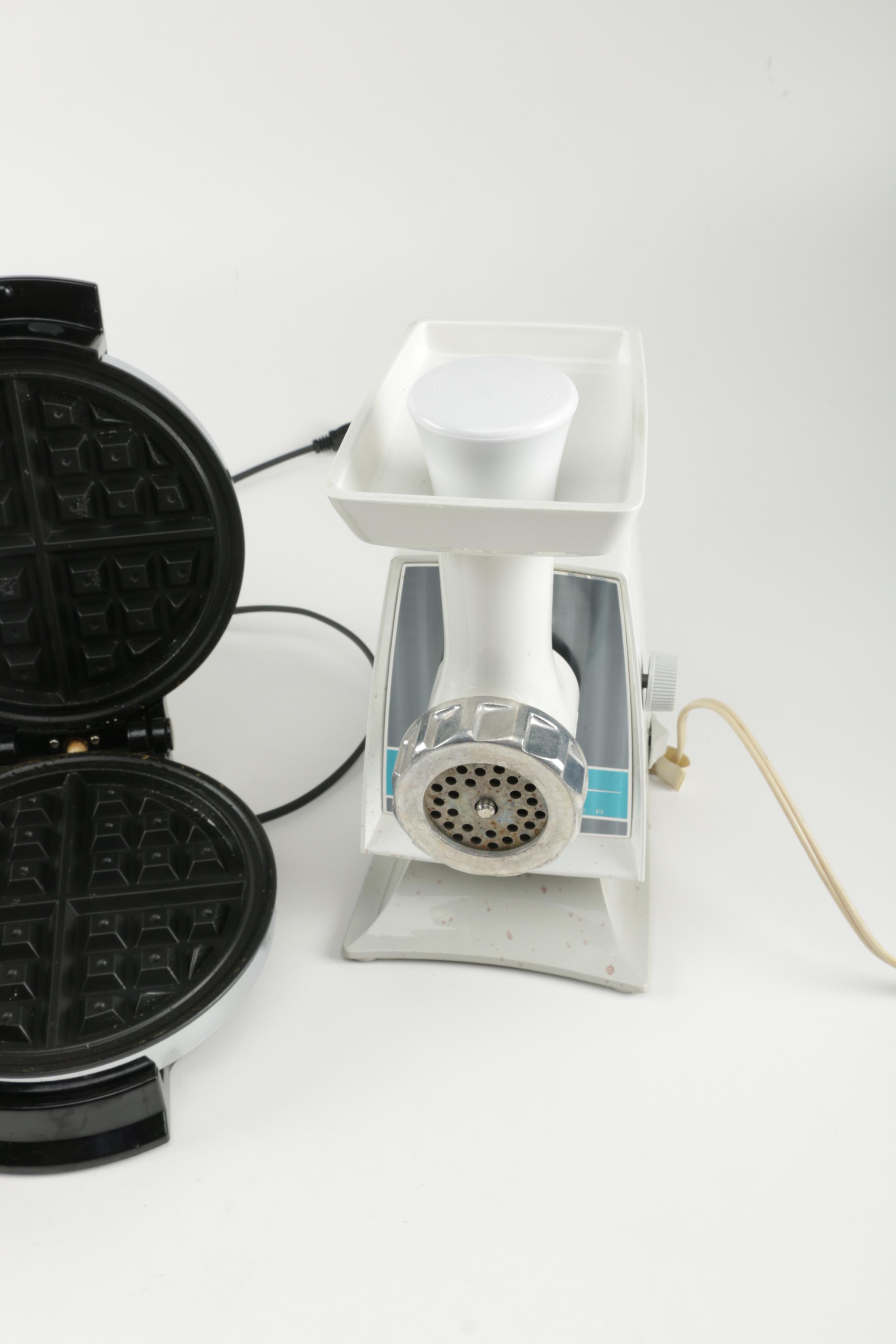 Waffle Iron, Breakfast Sandwich Maker, and Meat Grinder