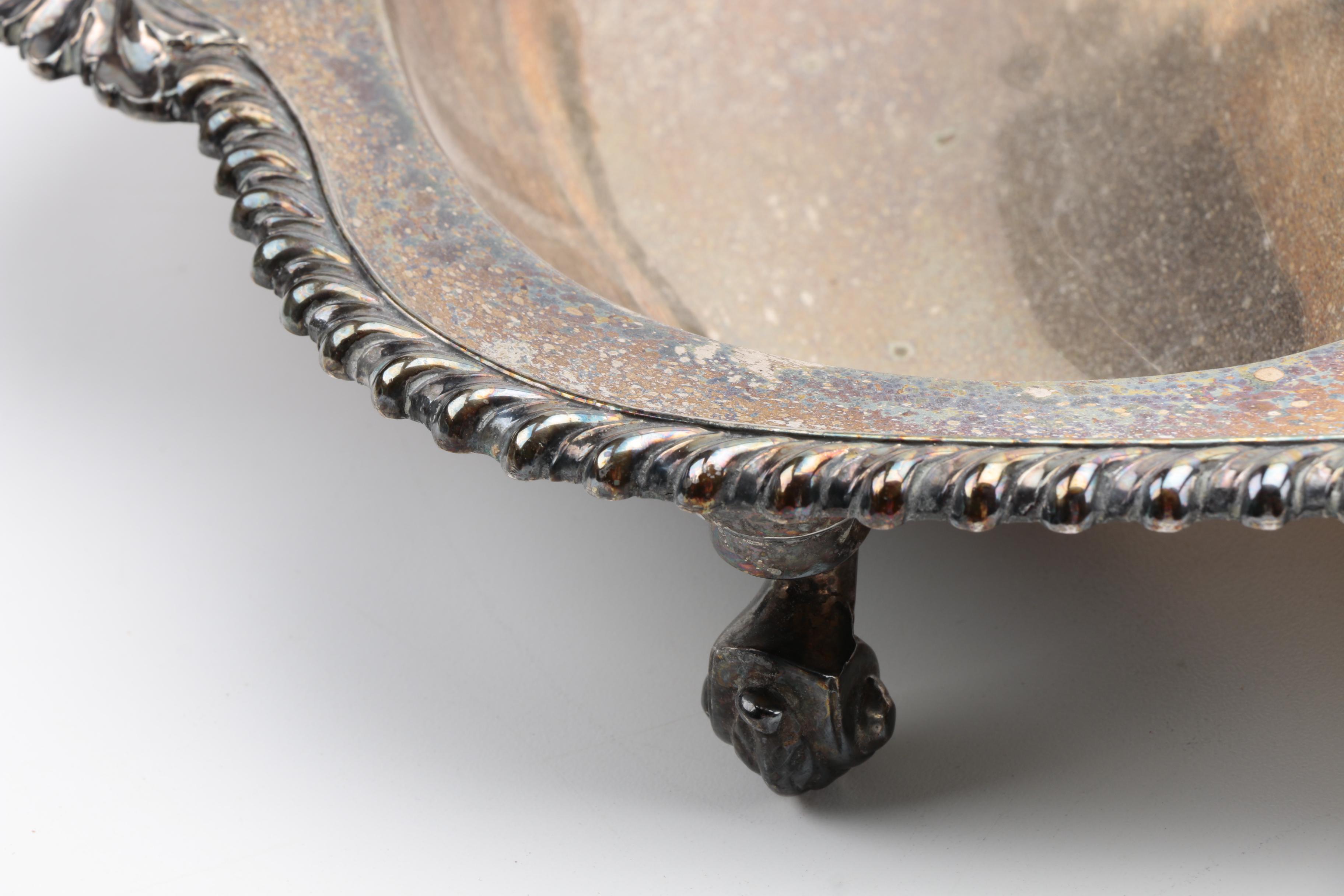 Silver Plate Divided Serving Tray and Wine Chiller