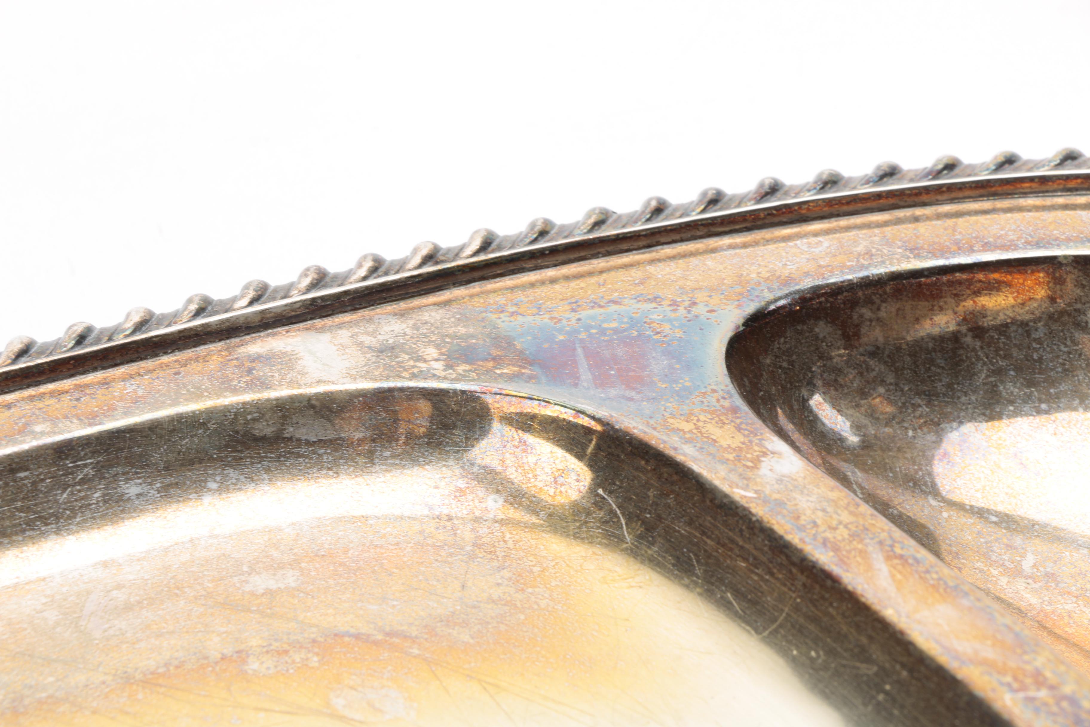 Silver Plate Divided Serving Tray and Wine Chiller