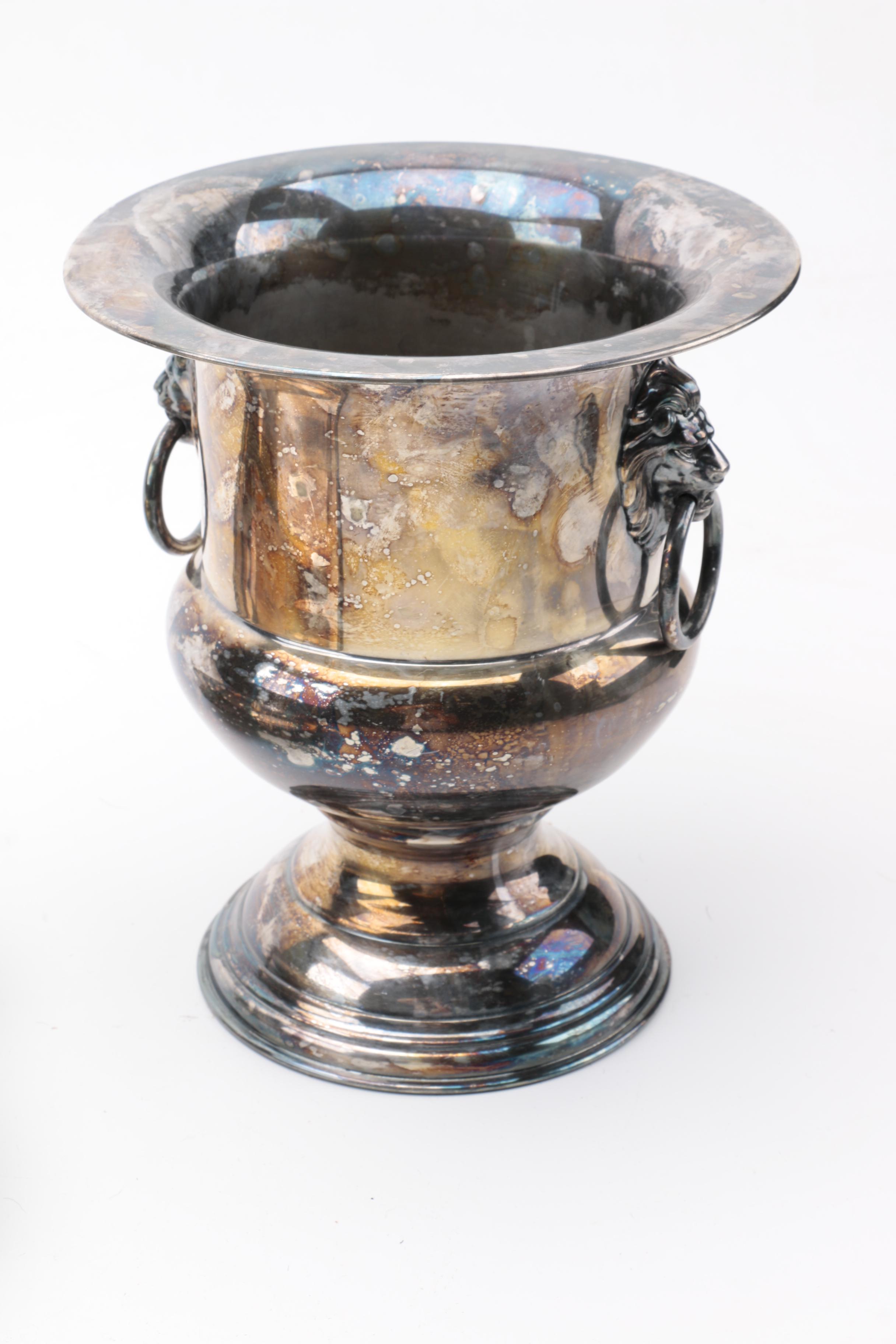 Silver Plate Divided Serving Tray and Wine Chiller