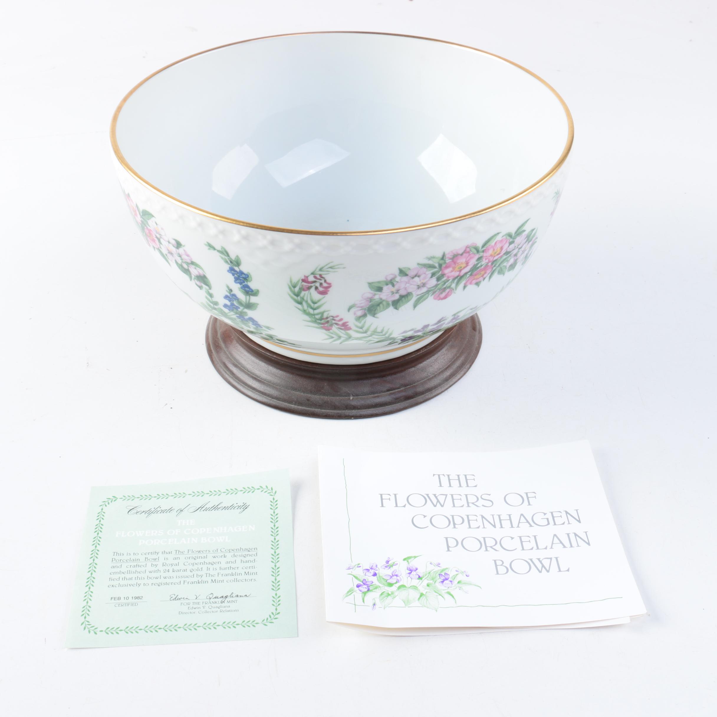 Franklin Mint "The Flowers of Copenhagen" Porcelain Bowl