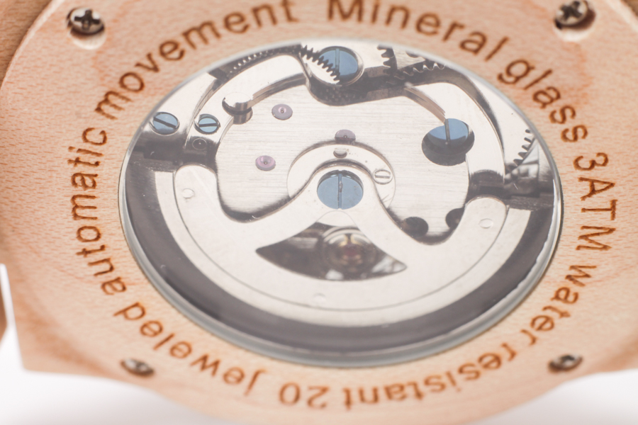 Stainless Steel Maple Watch With Skeleton Back