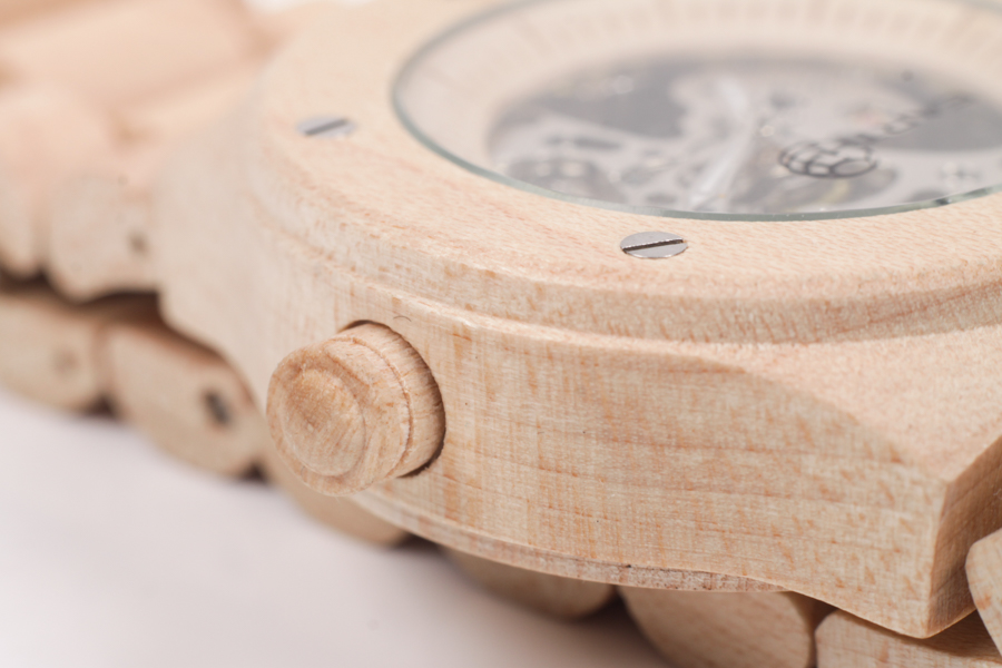 Stainless Steel Maple Watch With Skeleton Back