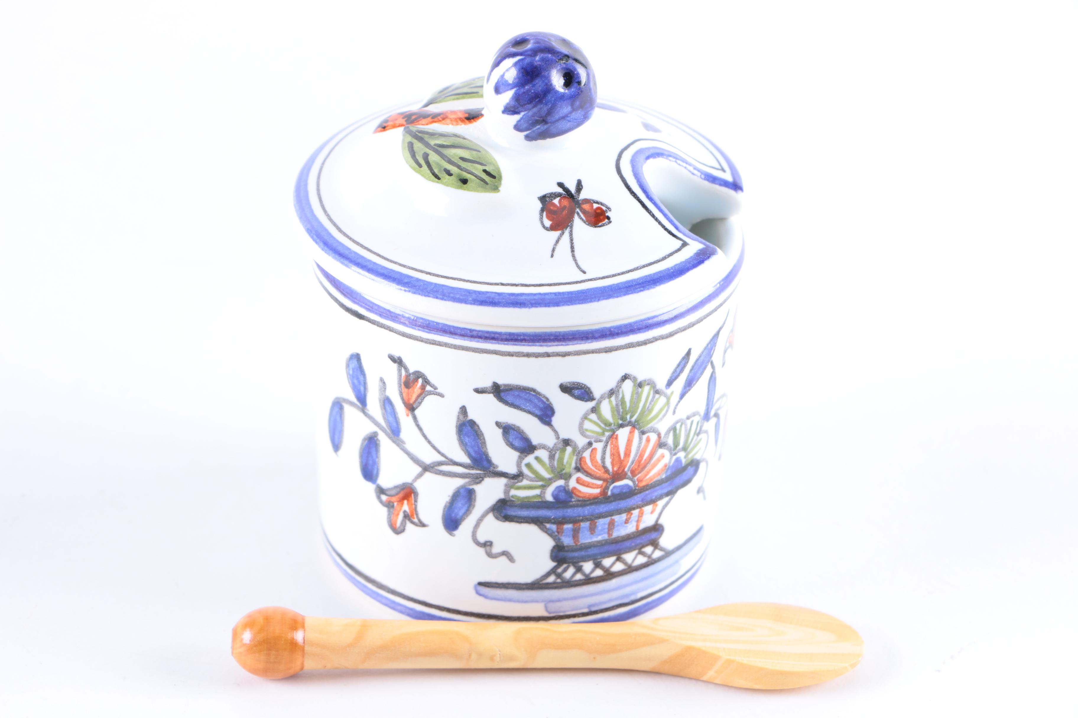Chocolate Pot and Mustard Pot Faïence From Rouen