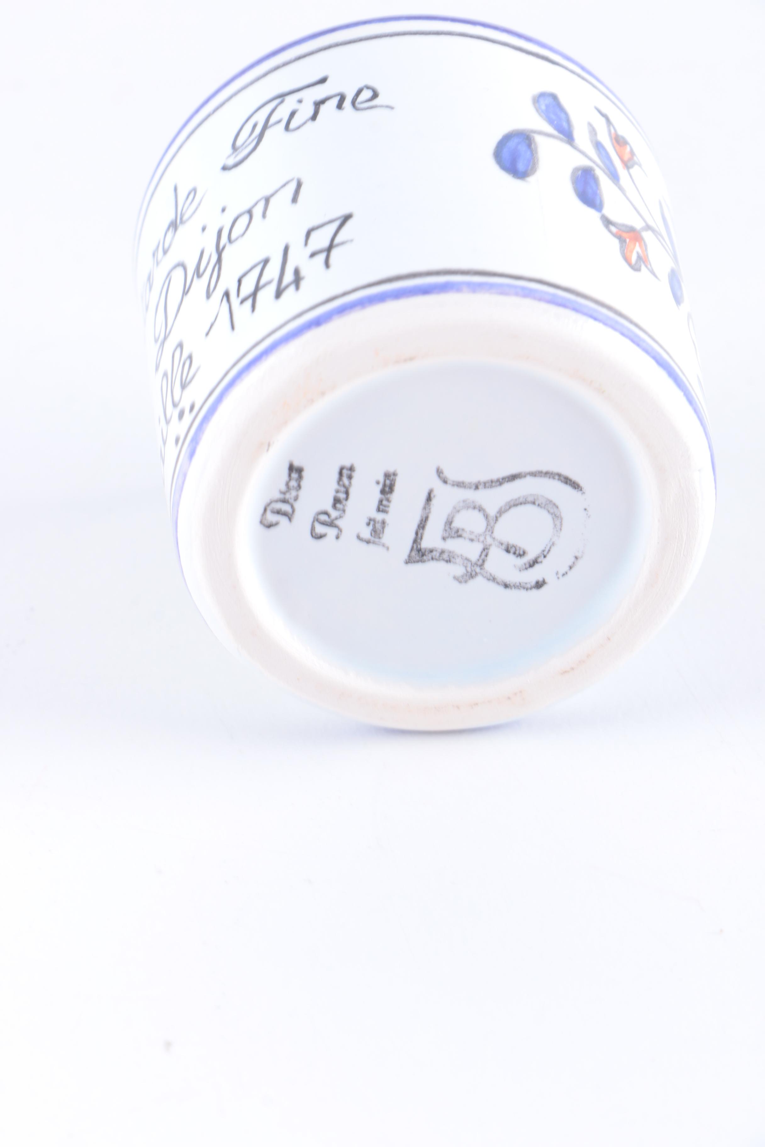 Chocolate Pot and Mustard Pot Faïence From Rouen