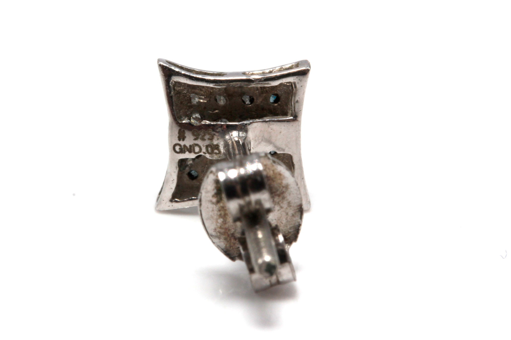 Sterling Silver Blue and White Diamond Earrings