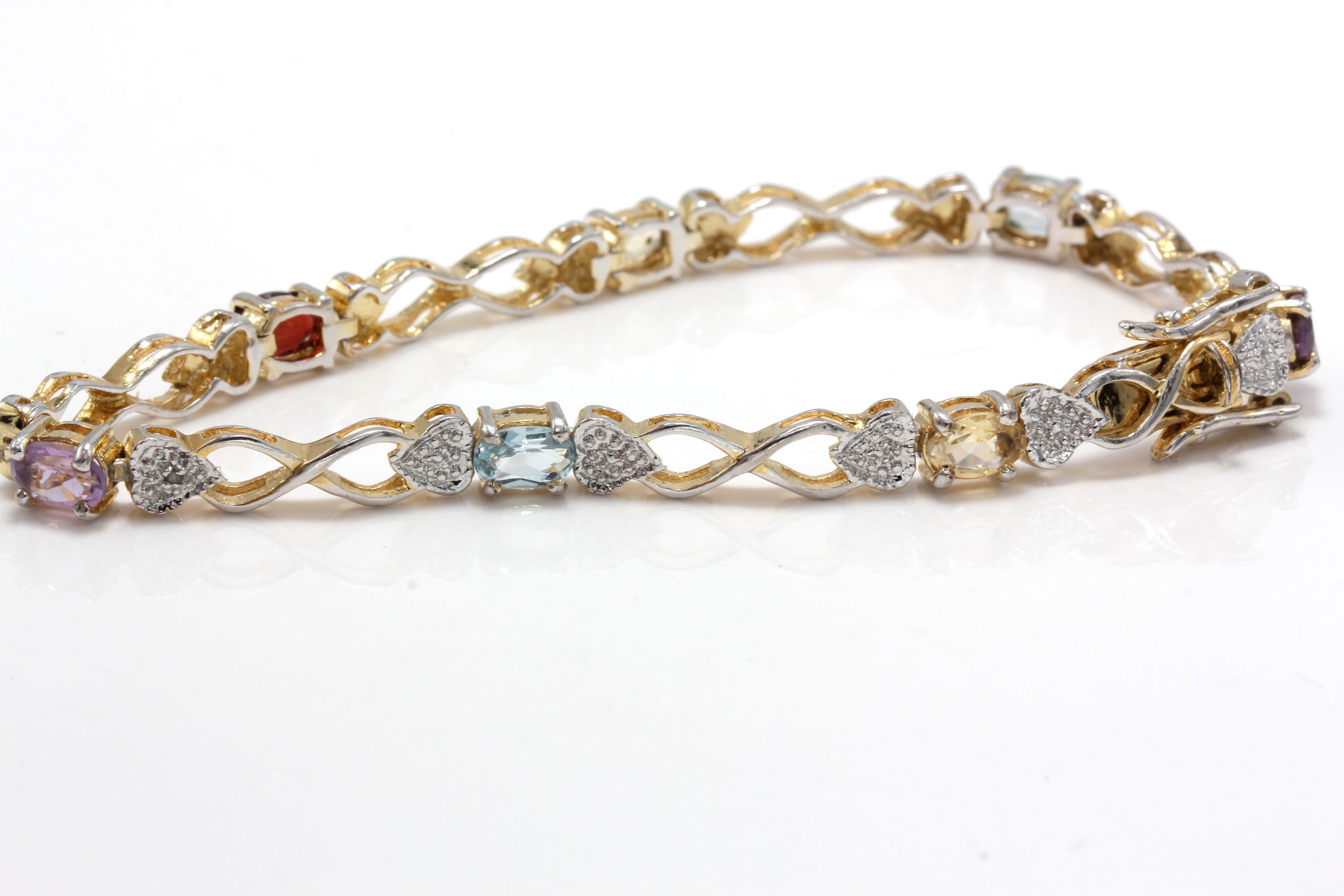 Gold Plated Sterling Silver Gemstone and Diamond Bracelets