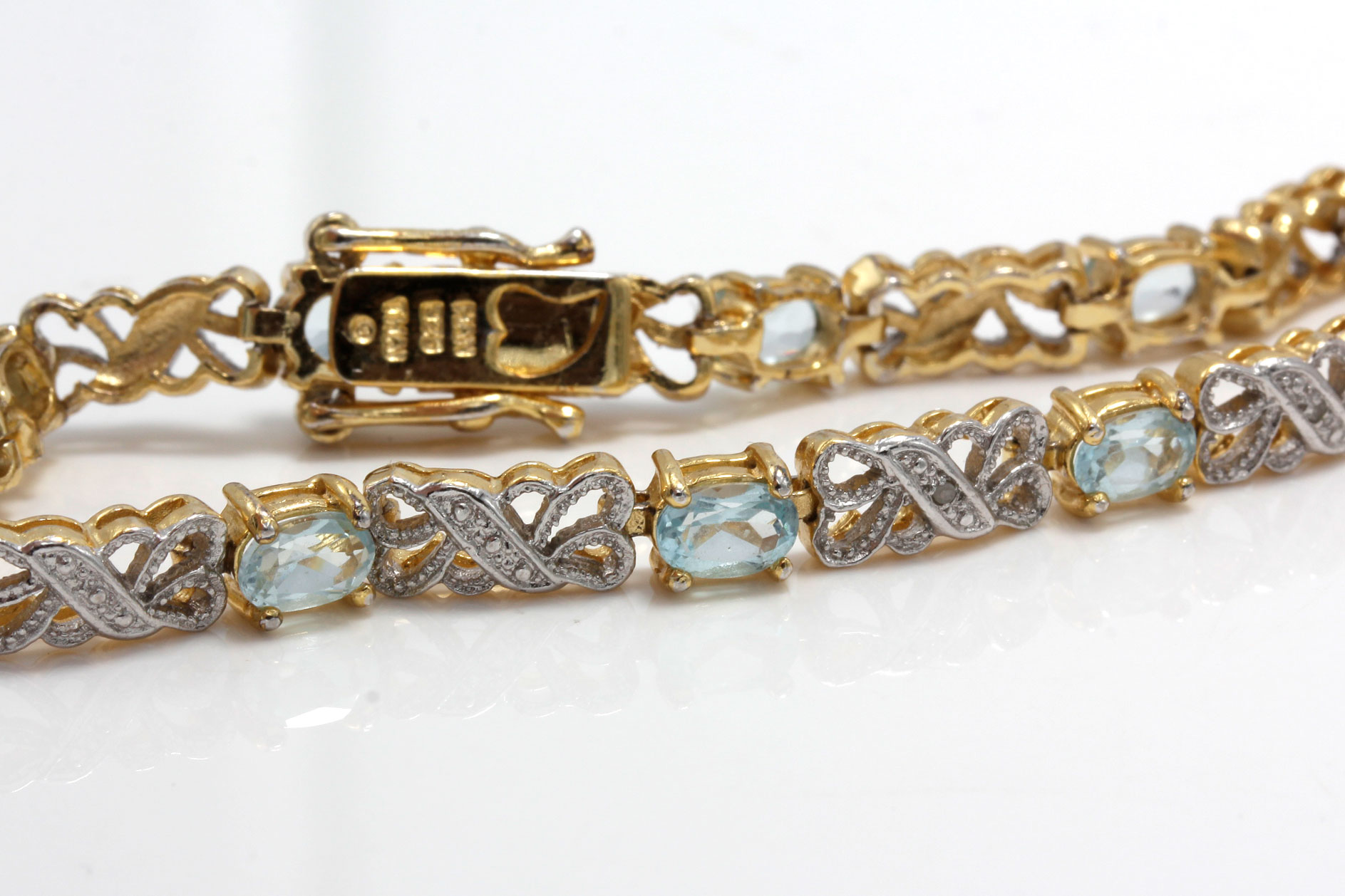 Gold Plated Sterling Silver Gemstone and Diamond Bracelets