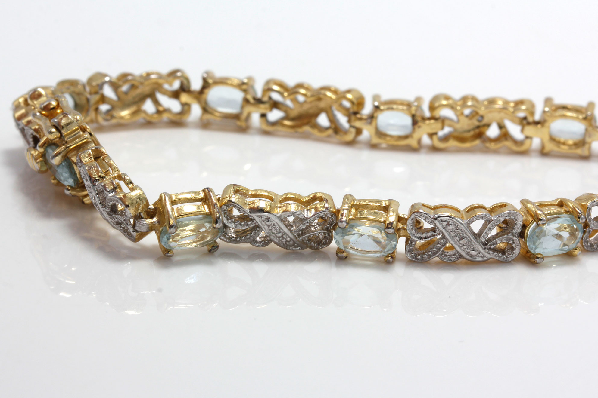 Gold Plated Sterling Silver Gemstone and Diamond Bracelets