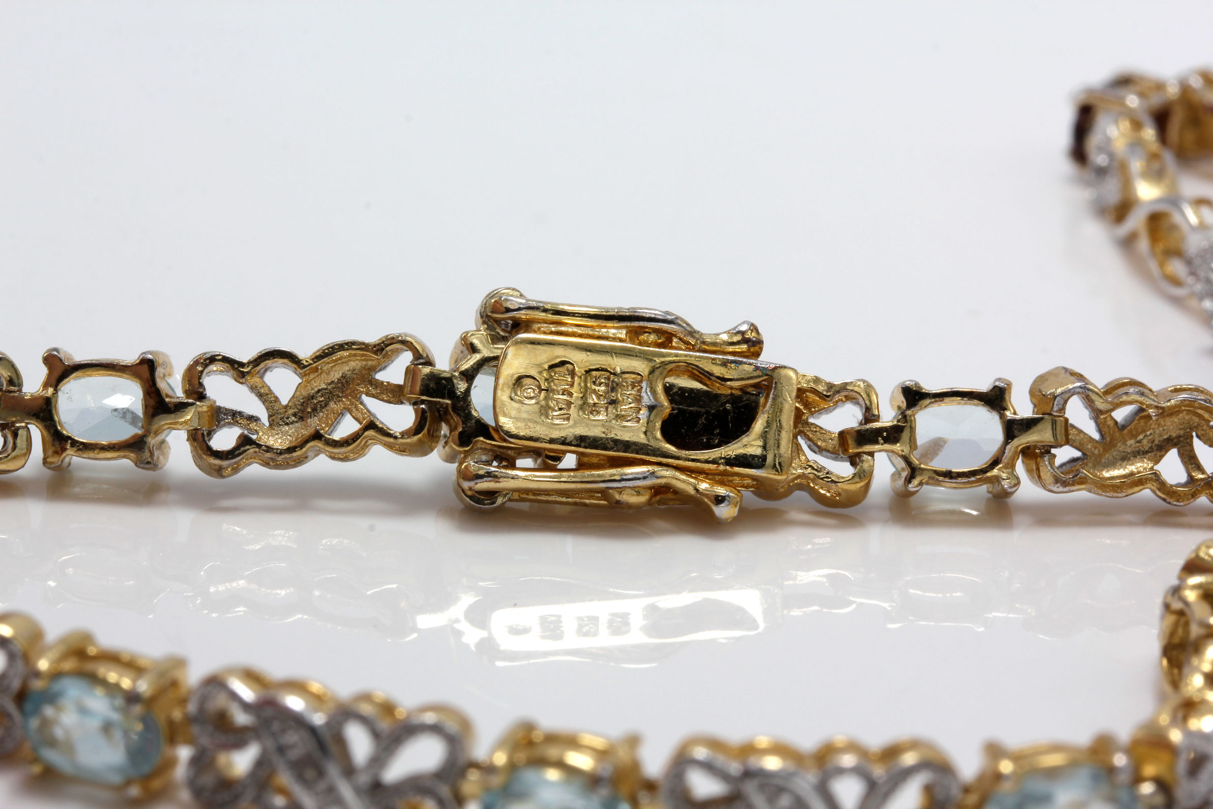 Gold Plated Sterling Silver Gemstone and Diamond Bracelets