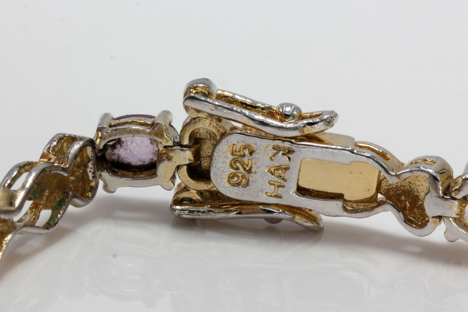 Gold Plated Sterling Silver Gemstone and Diamond Bracelets