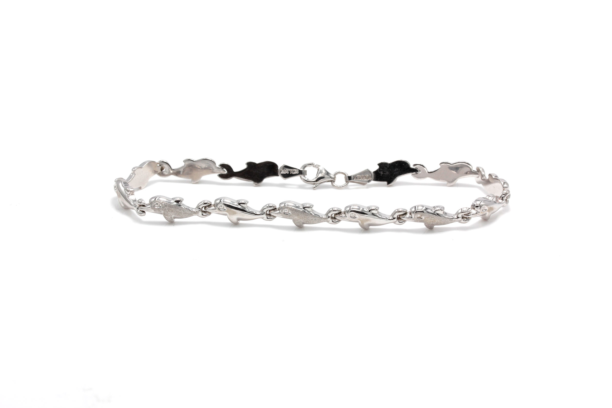 10K White Gold Dolphin Bracelet