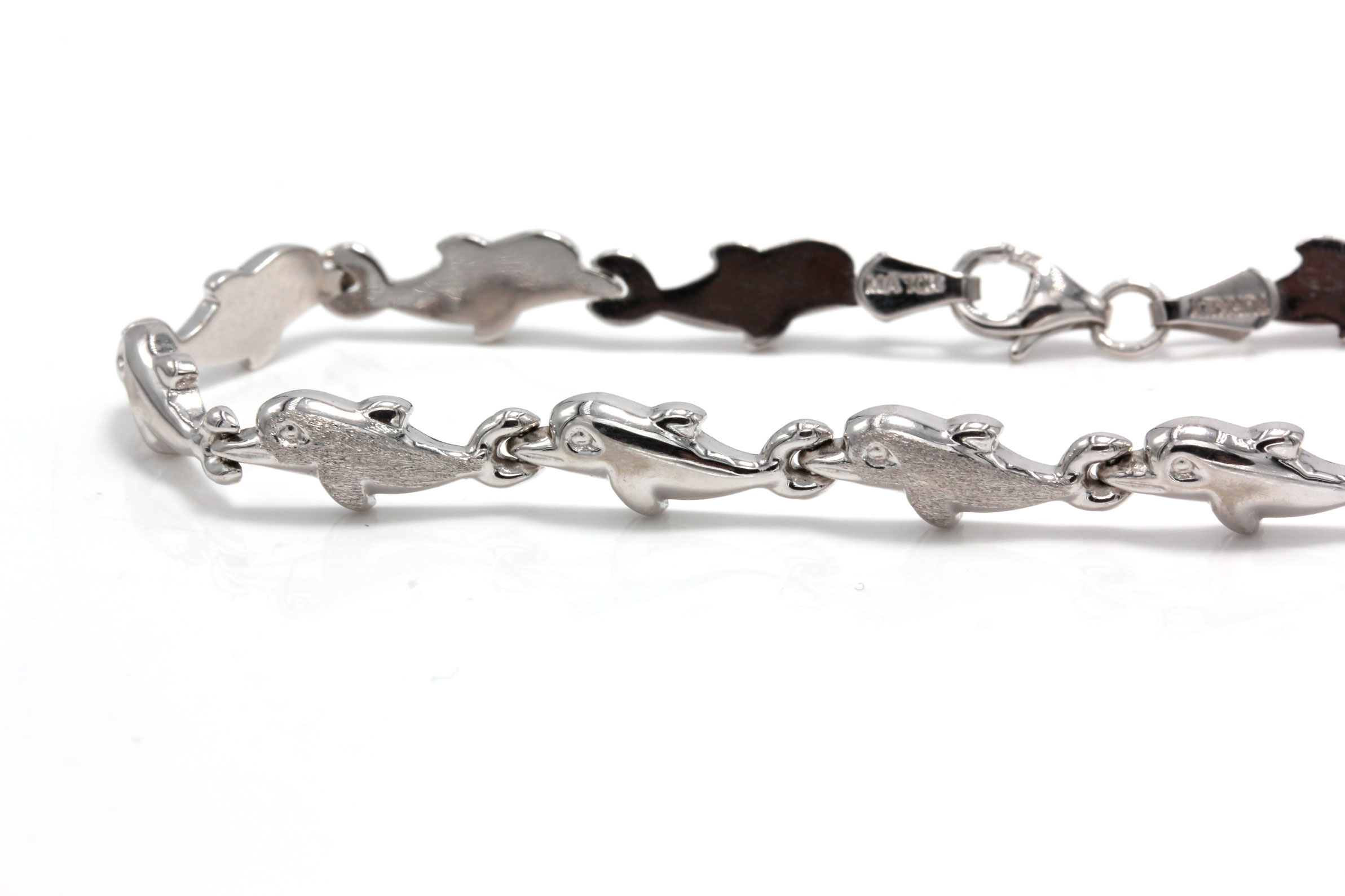 10K White Gold Dolphin Bracelet