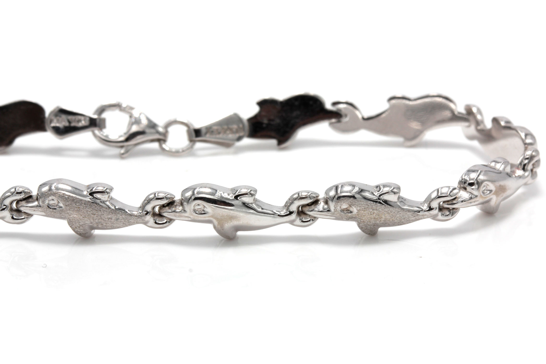 10K White Gold Dolphin Bracelet