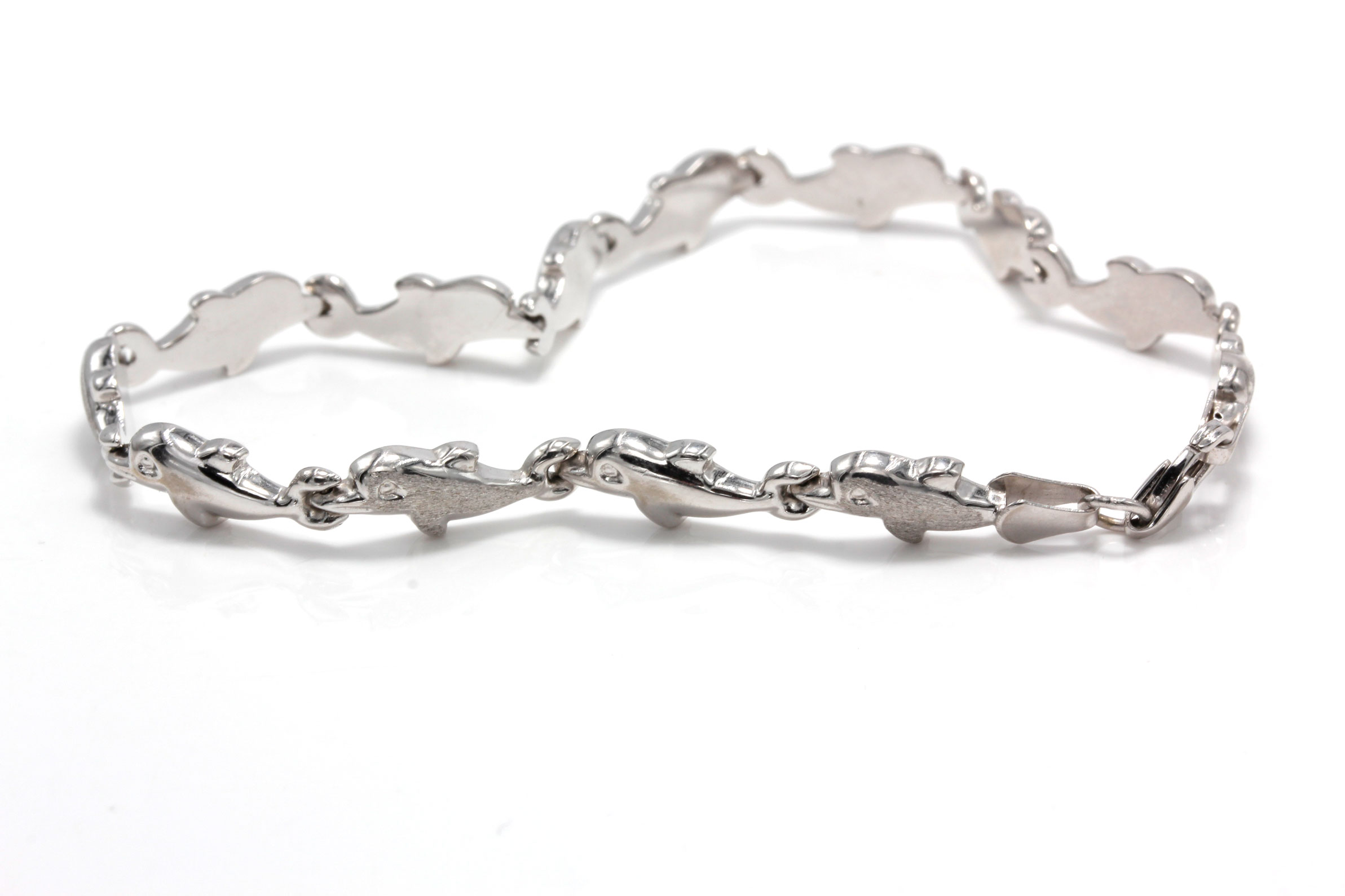 10K White Gold Dolphin Bracelet